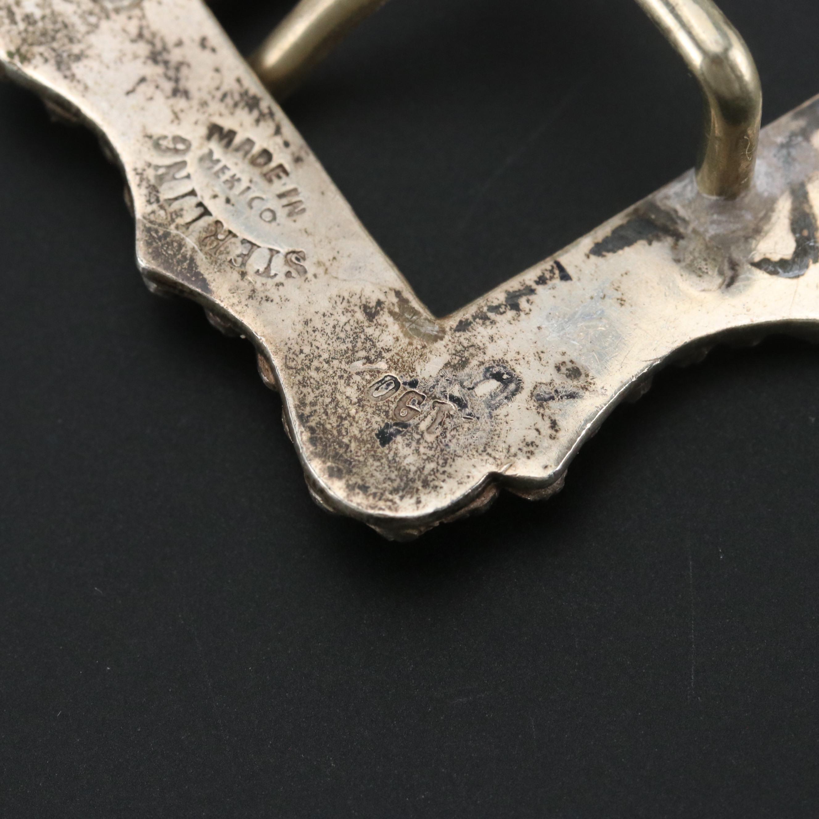 Vogt Engraved Southwestern Style Sterling Silver Buckle