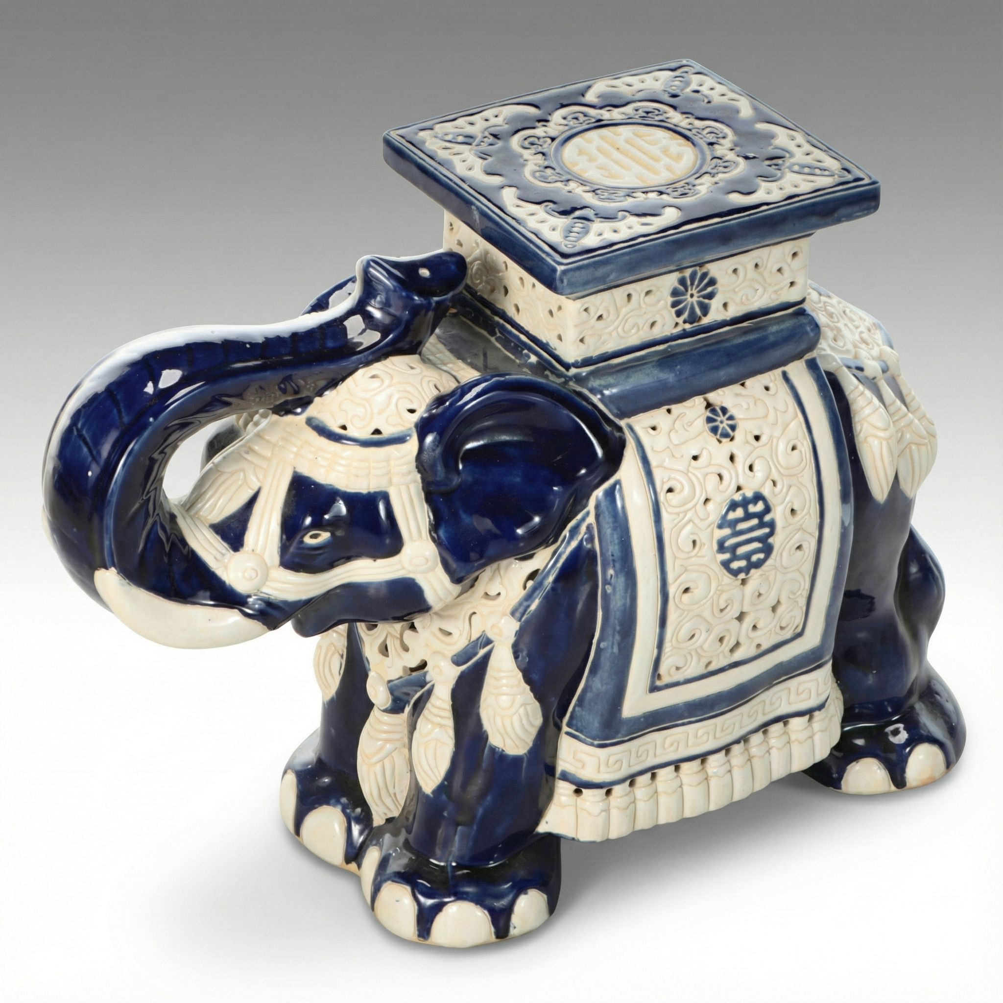 Ceramic Elephant Form Garden Seat