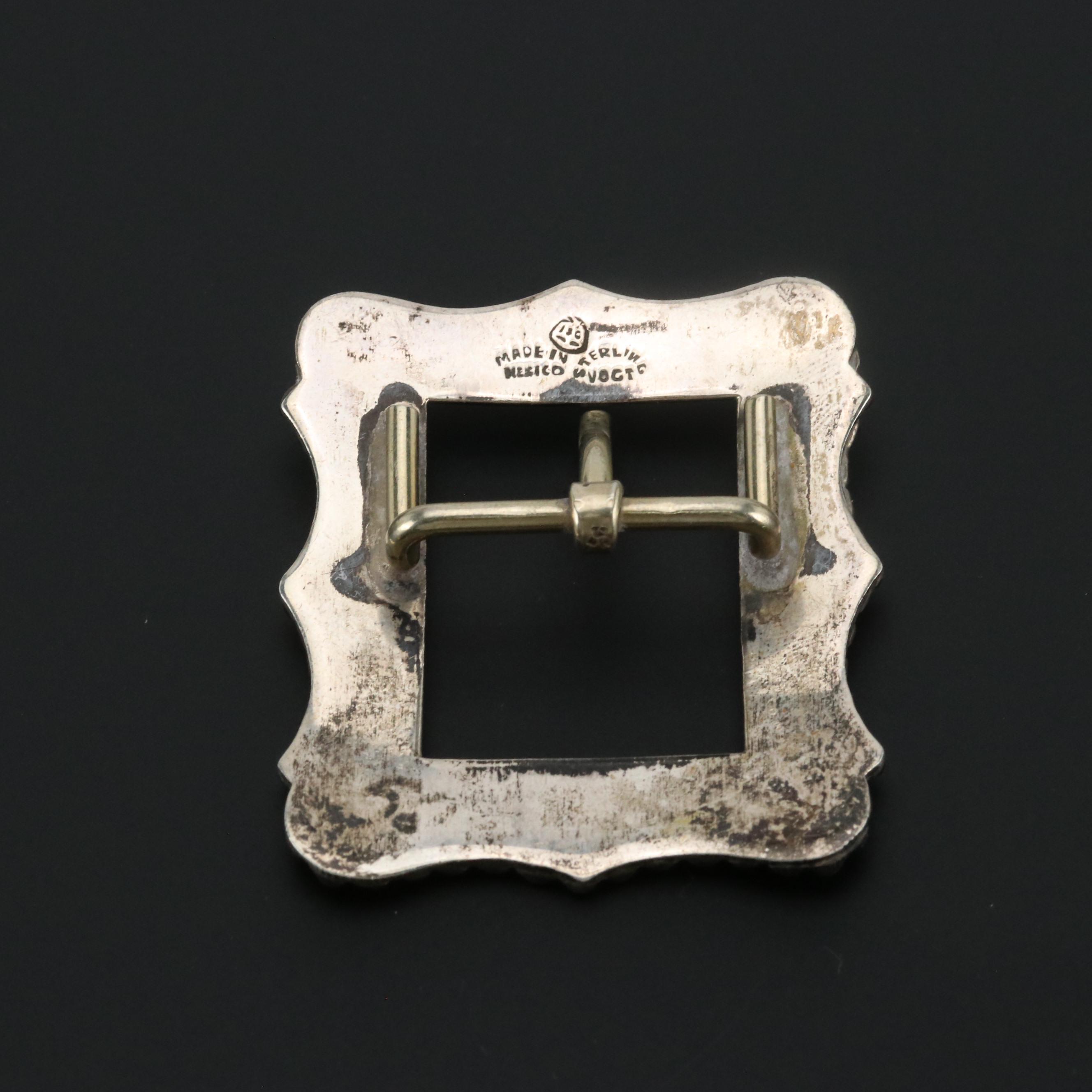 Vogt Engraved Southwestern Style Sterling Silver Buckle