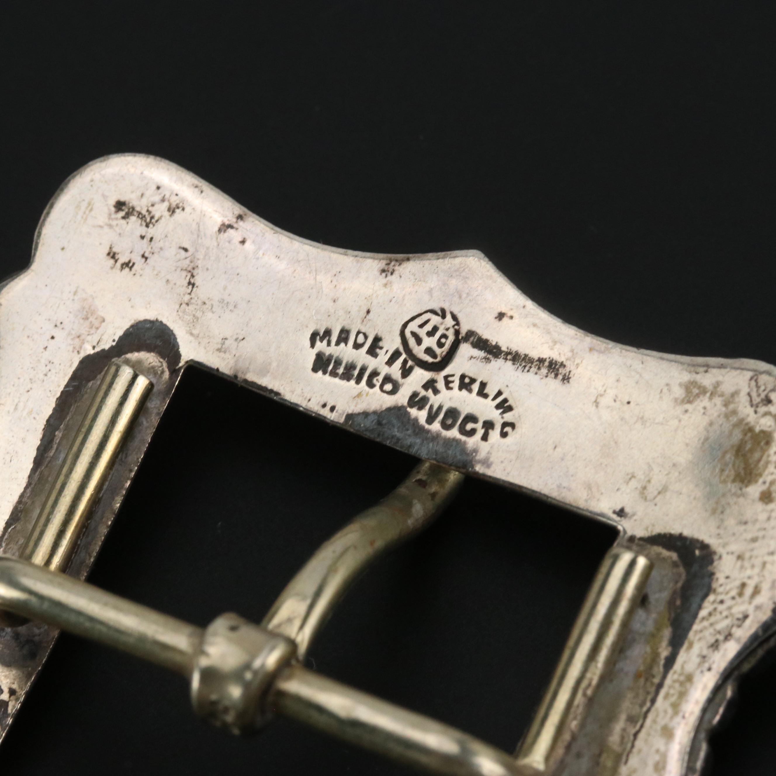 Vogt Engraved Southwestern Style Sterling Silver Buckle