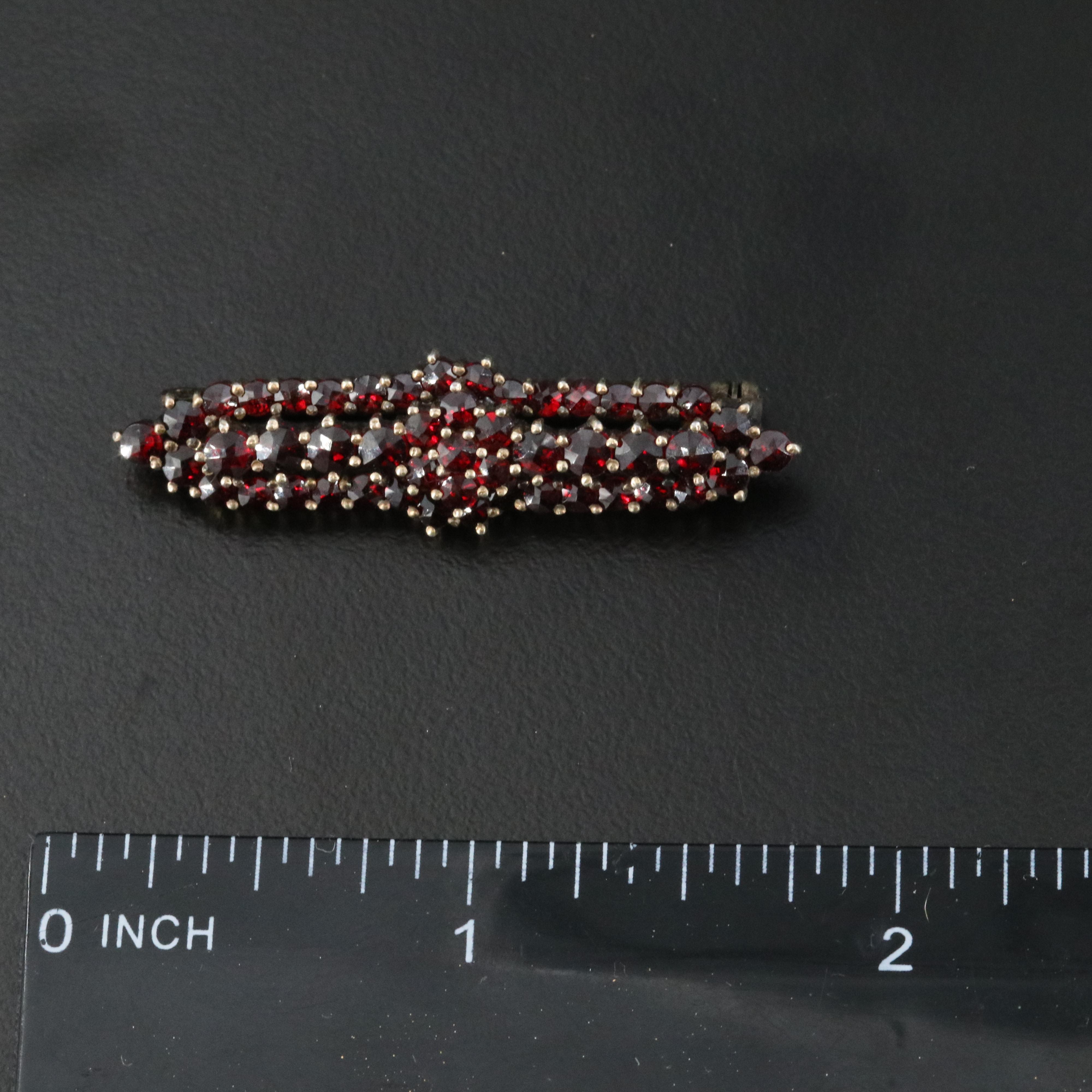 Vintage 900 Silver Garnet Earrings and Sterling Garnet Bar Pin