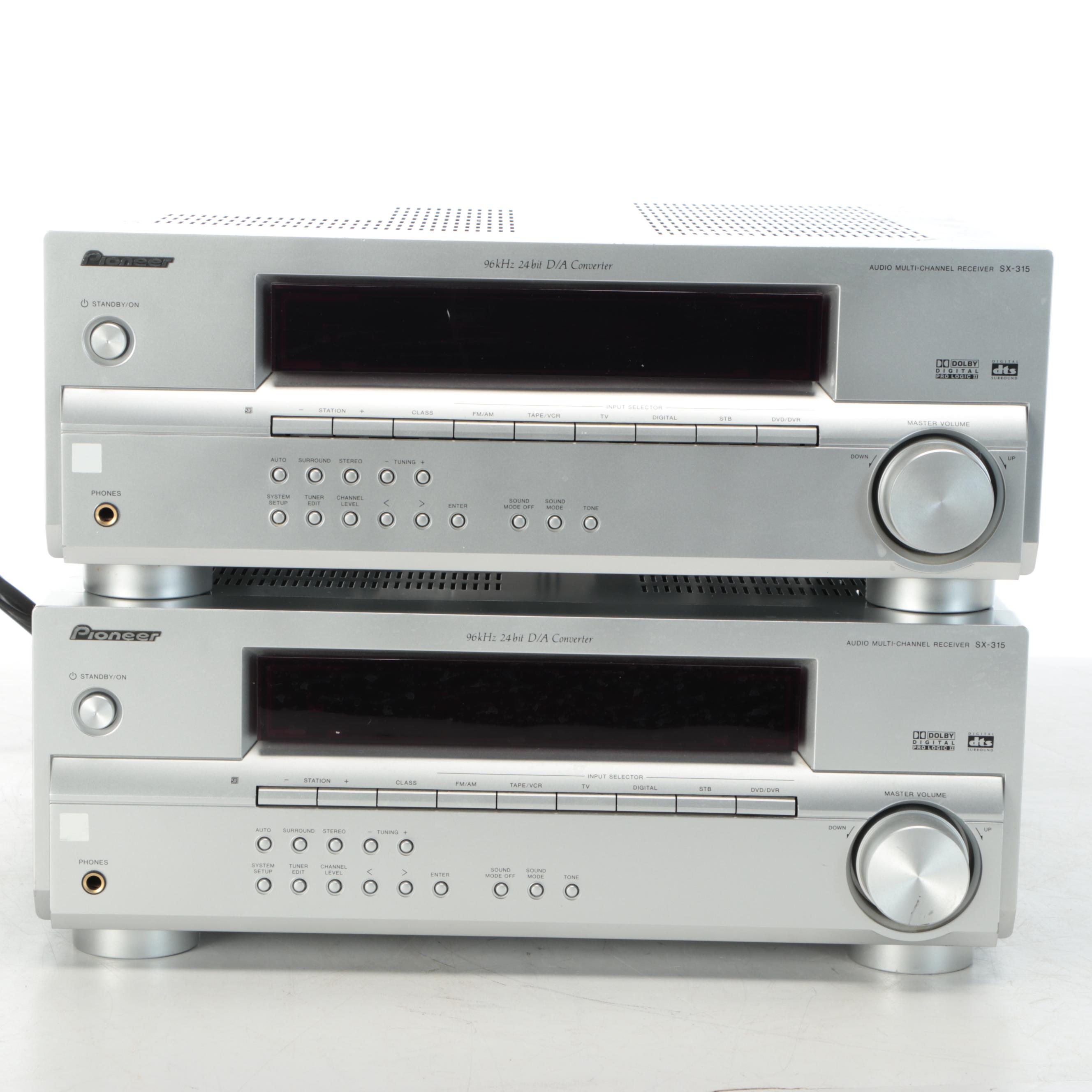 Two Pioneer SX-315 Audio Multichannel Receivers with Nintendo Wii Video Games