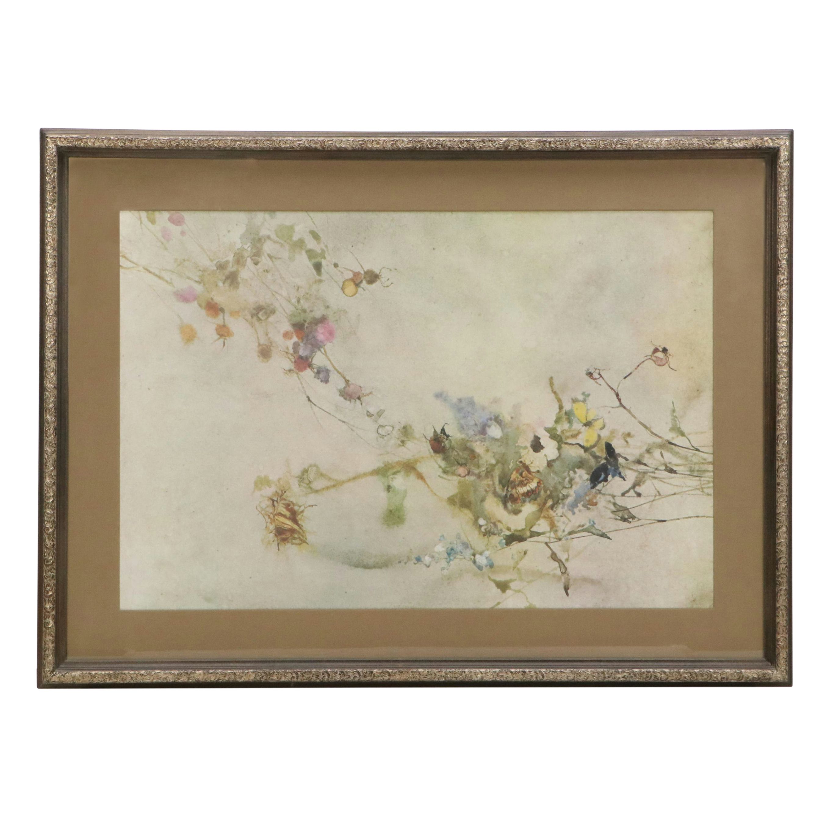 Offset Lithograph "Butterflies in the Garden" After Richard Jerzy