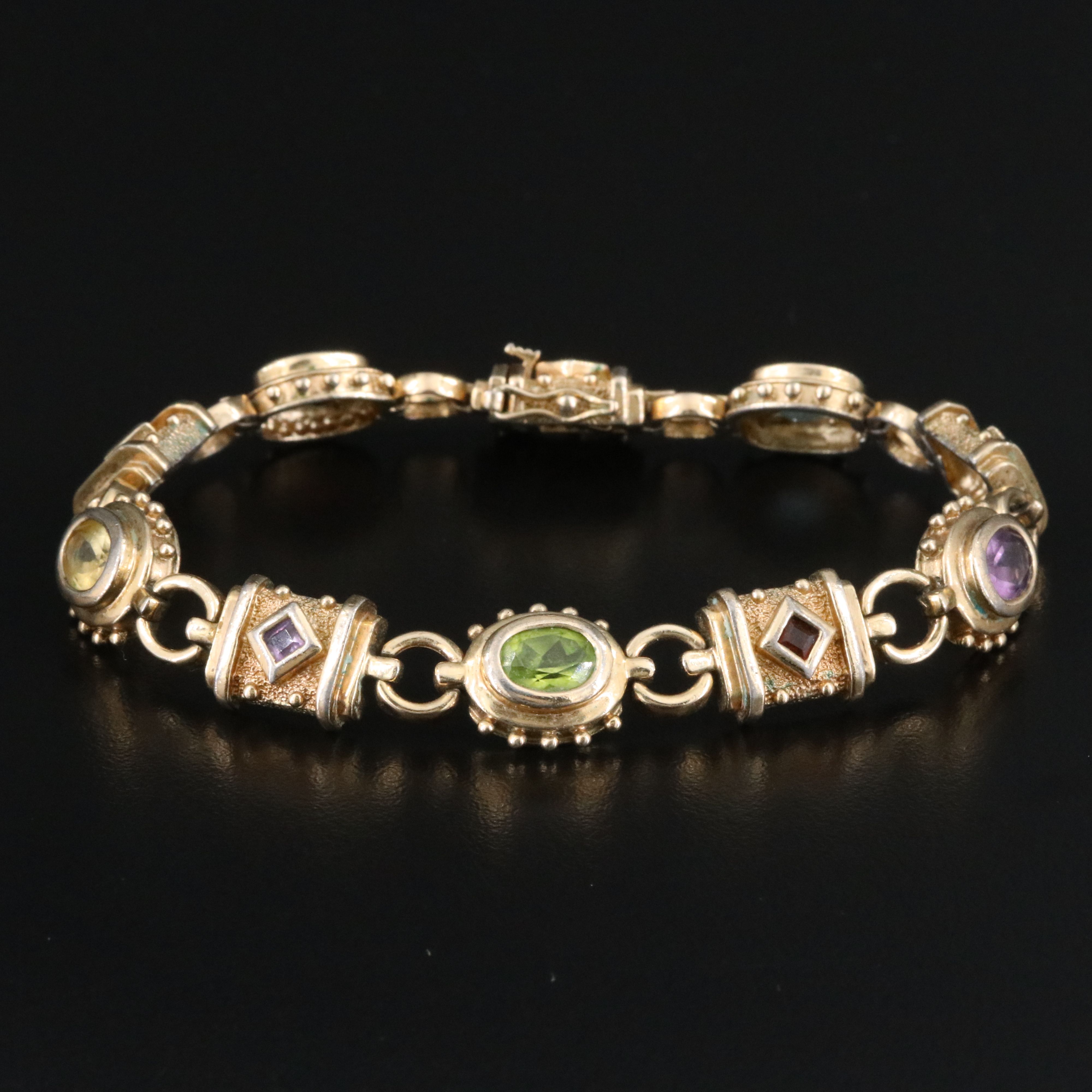 Sterling Gemstone Link Bracelet