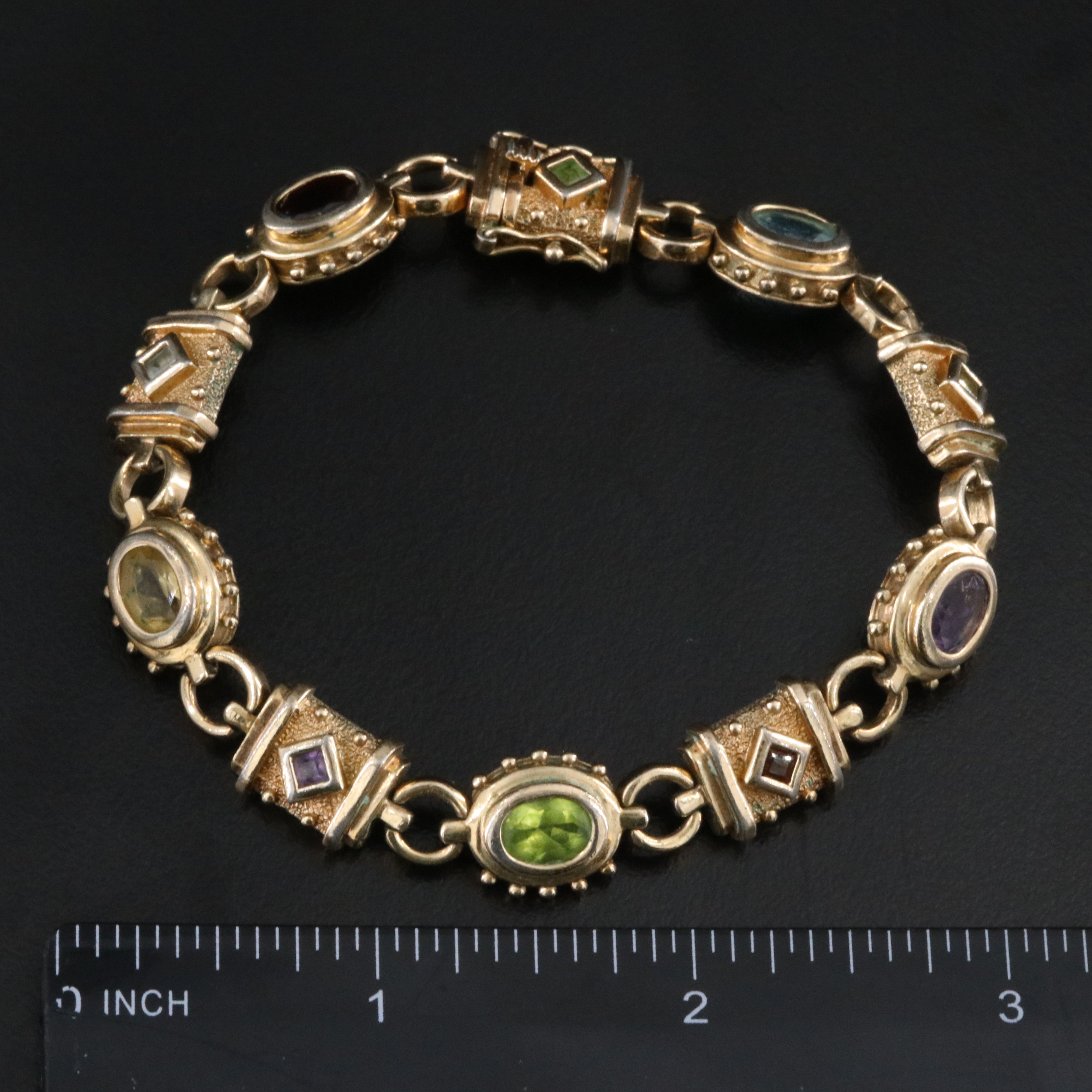 Sterling Gemstone Link Bracelet