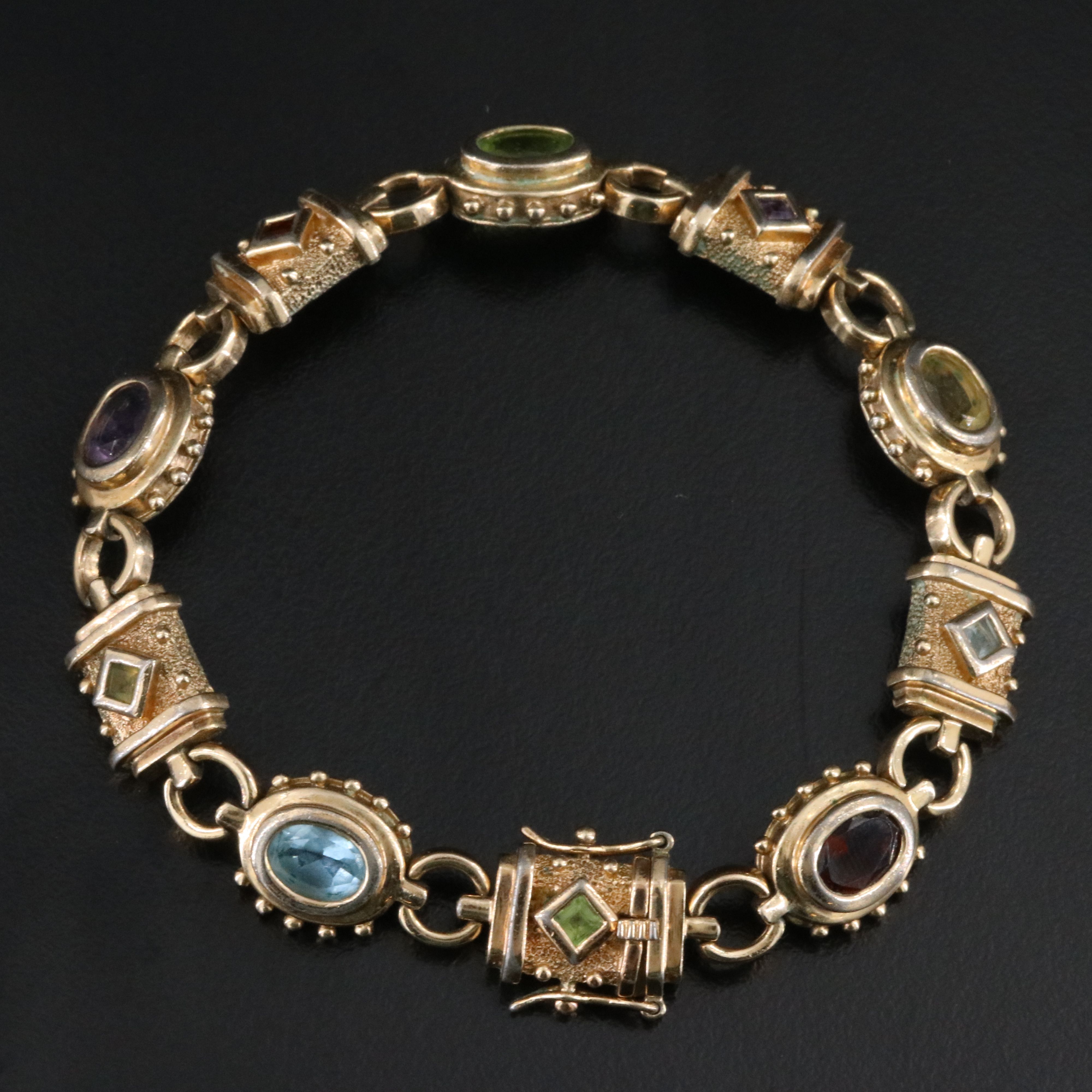 Sterling Gemstone Link Bracelet