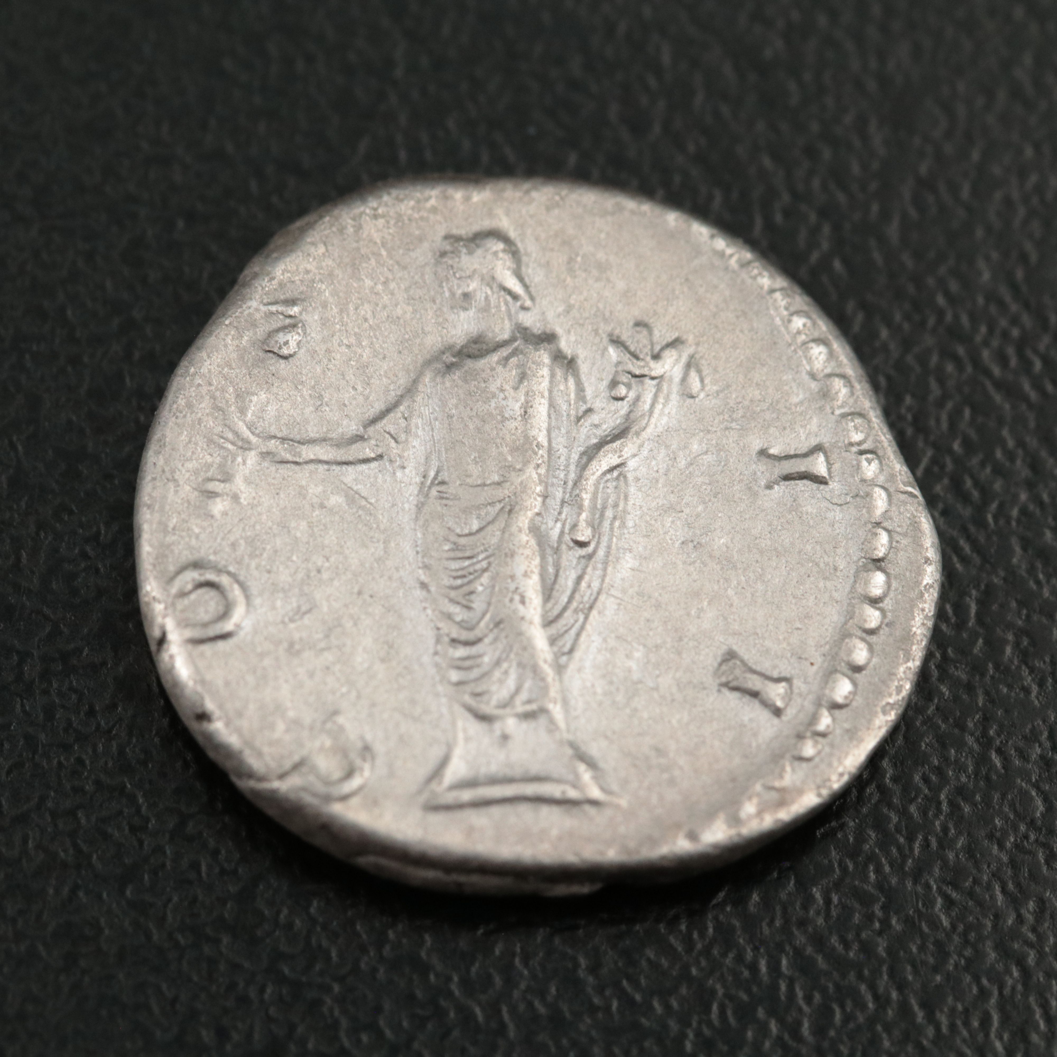 Ancient Roman Imperial AR Denarius of Marcus Aurelius, ca. 144 A.D.