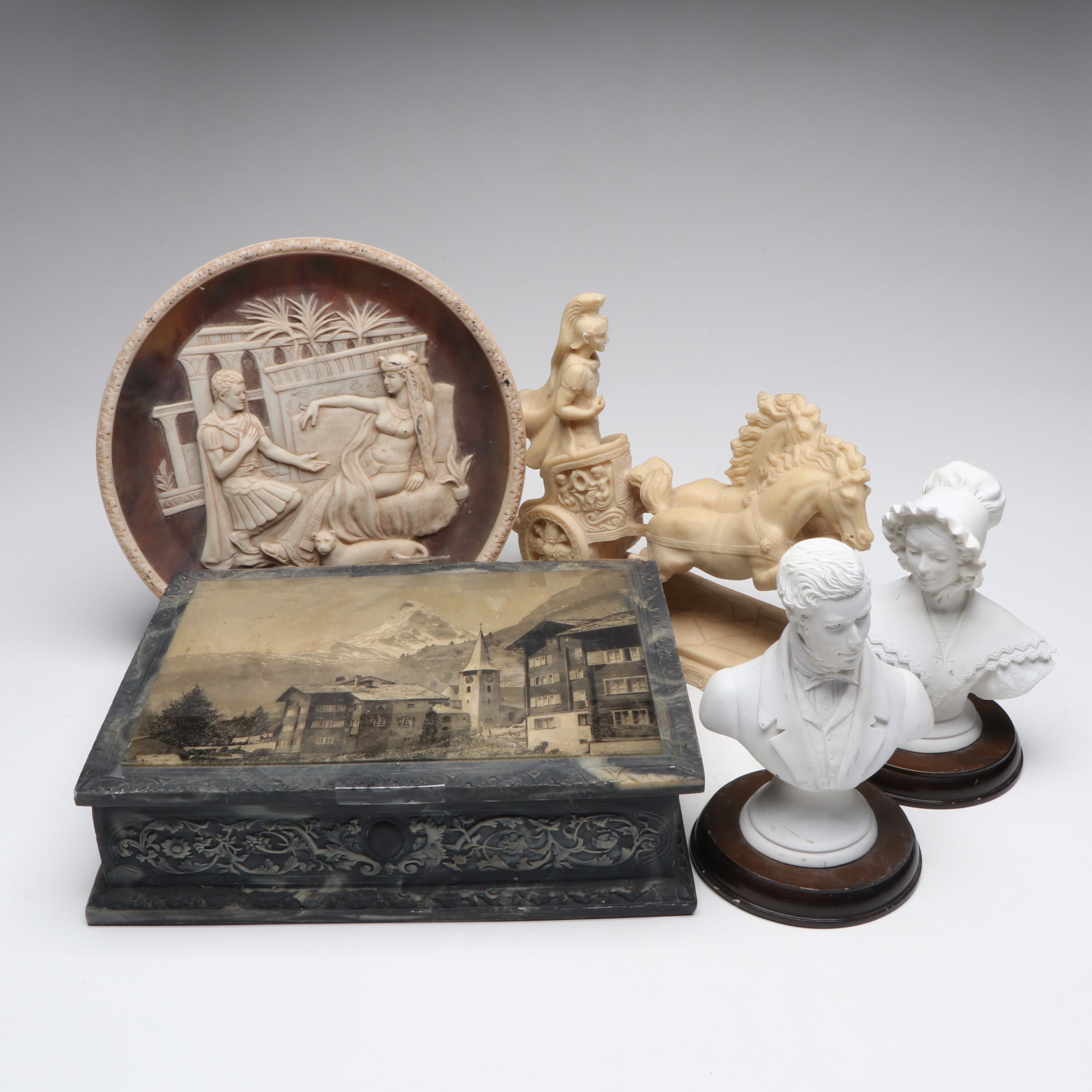Joseph and Emma Smith Busts with Decorative Box and Classical Décor