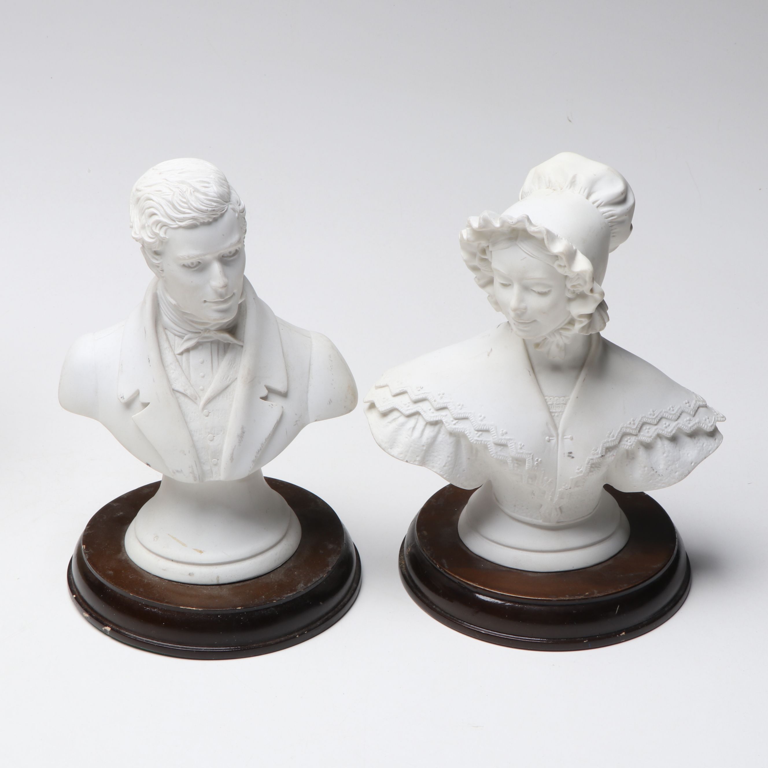 Joseph and Emma Smith Busts with Decorative Box and Classical Décor