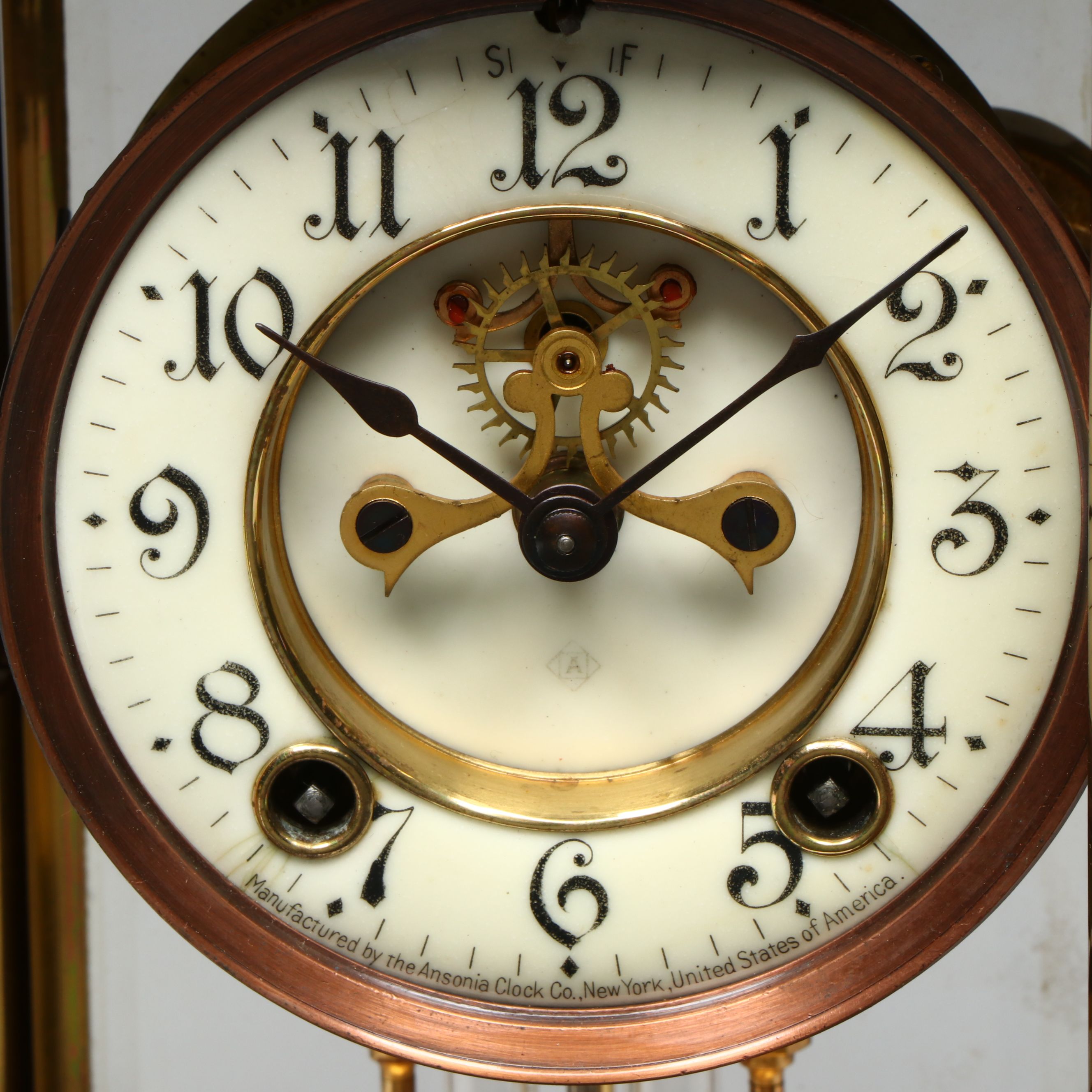 Ansonia Clock Co. Rococo Style Crystal Regulator Clock with Open Escapement