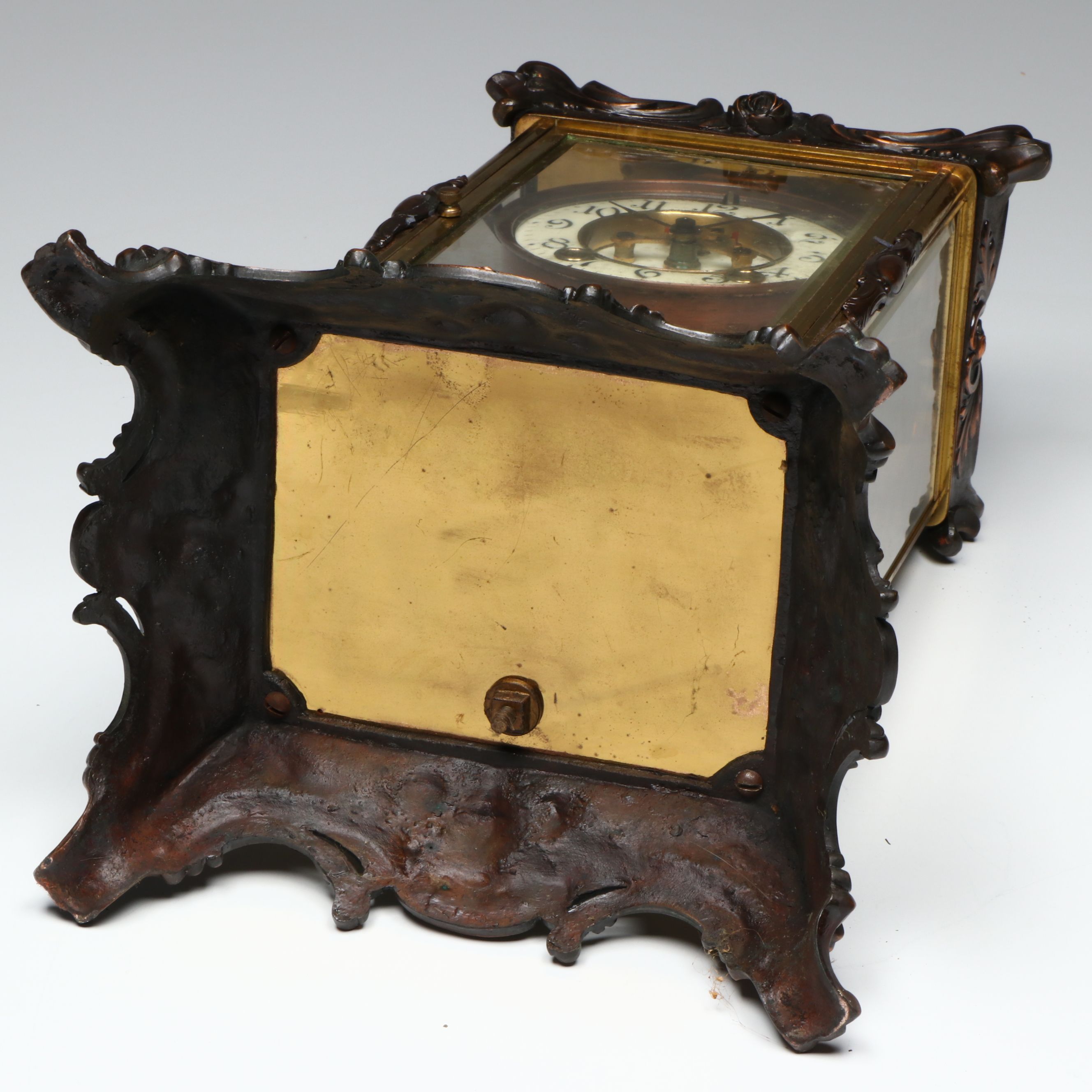 Ansonia Clock Co. Rococo Style Crystal Regulator Clock with Open Escapement