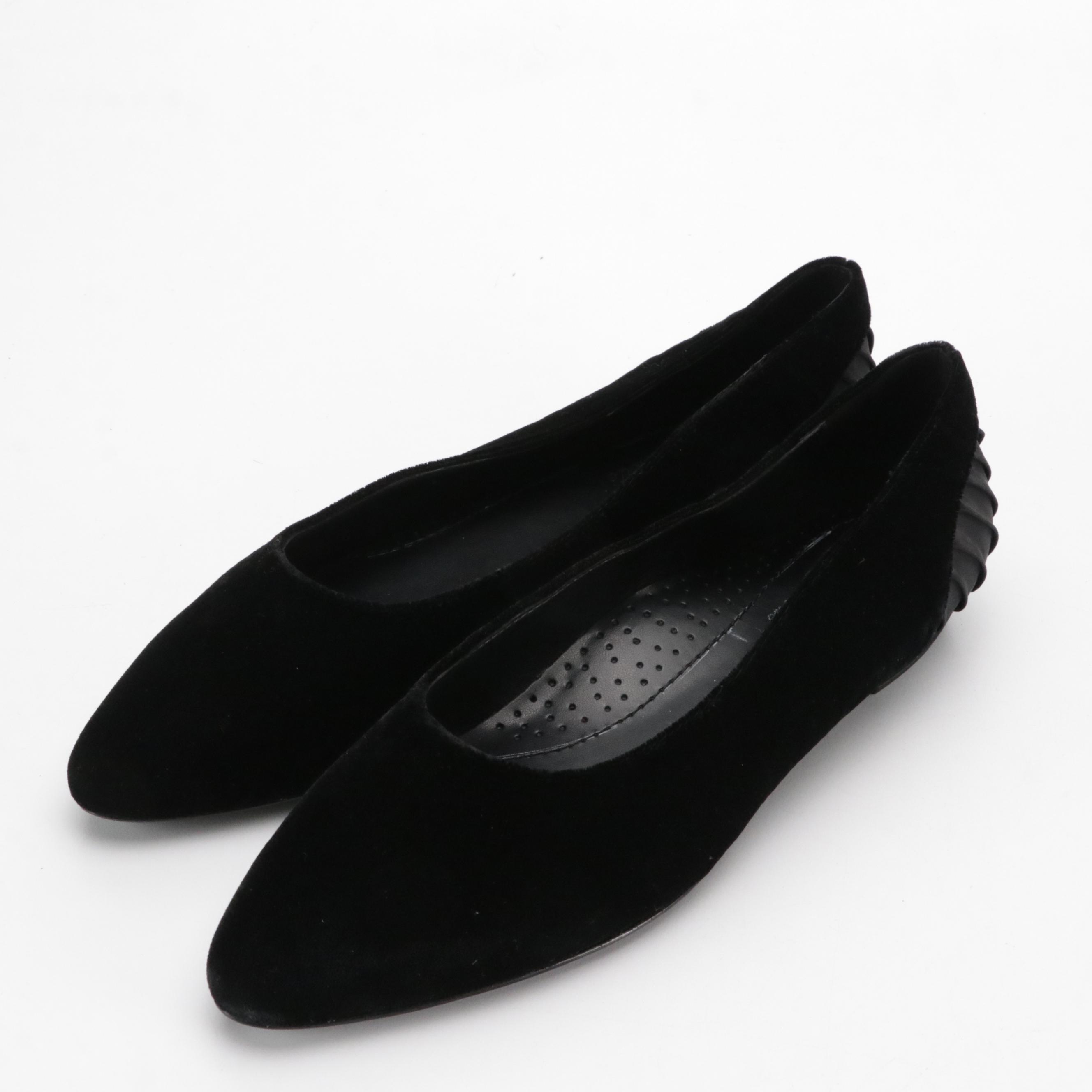 Stuart Weitzman Chic Pearl Black Suede & Veneli Geesol Black Velvet Ballet Flats