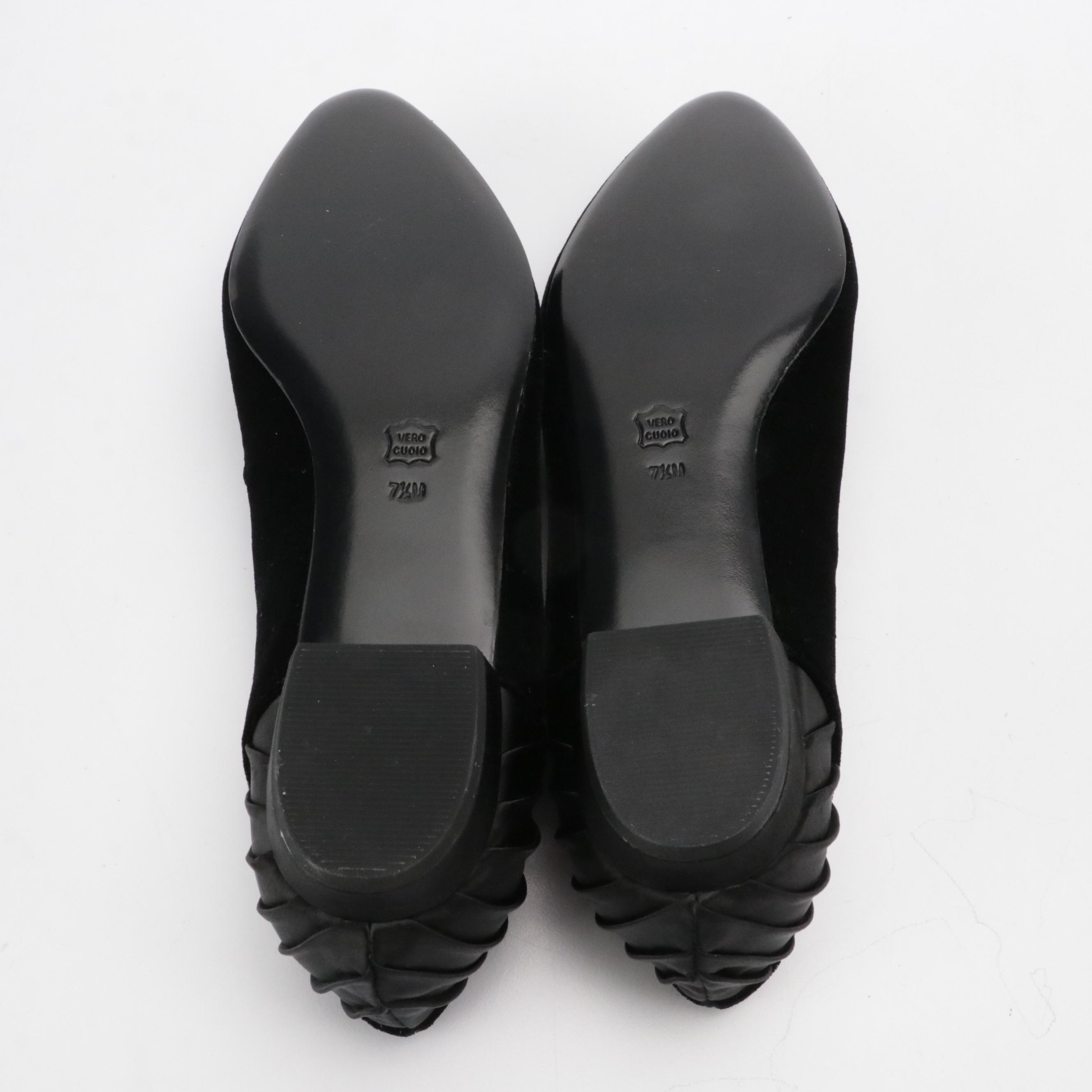 Stuart Weitzman Chic Pearl Black Suede & Veneli Geesol Black Velvet Ballet Flats