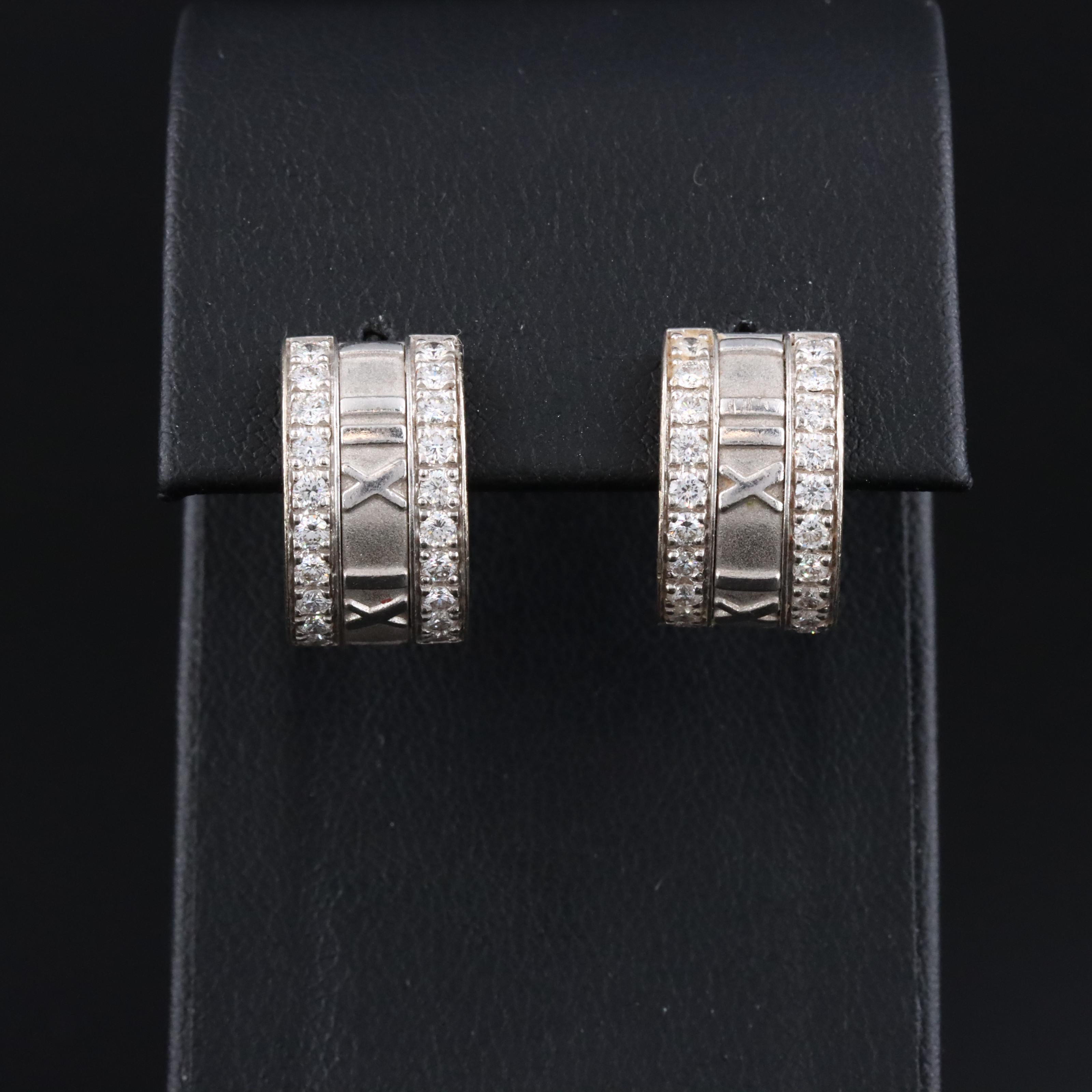 Tiffany & Co. Atlas 18K 1.10 CTW Diamond Hoop Earrings