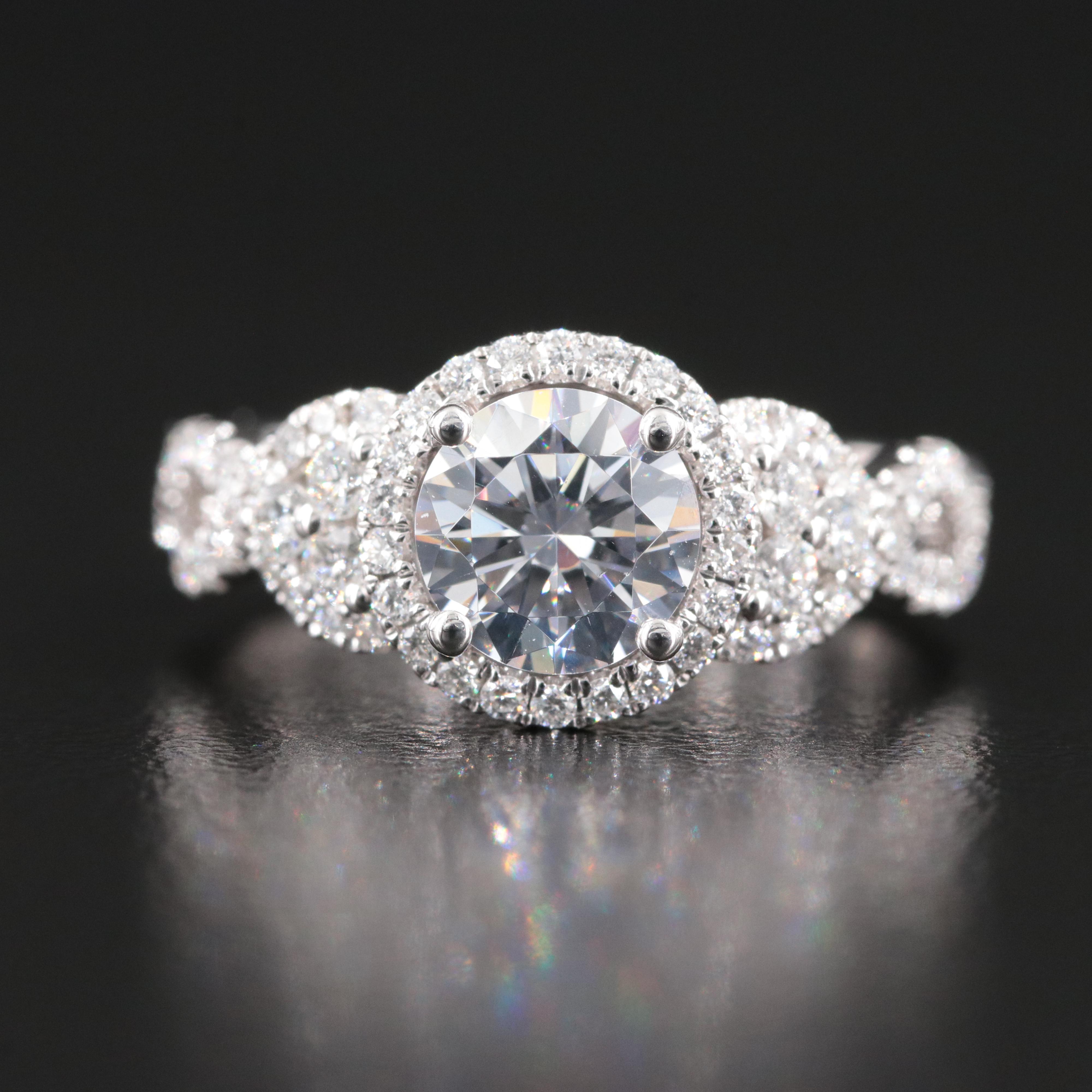 Simon G. 18K 0.57 CTW Diamond Semi Mount Ring with CZ Center