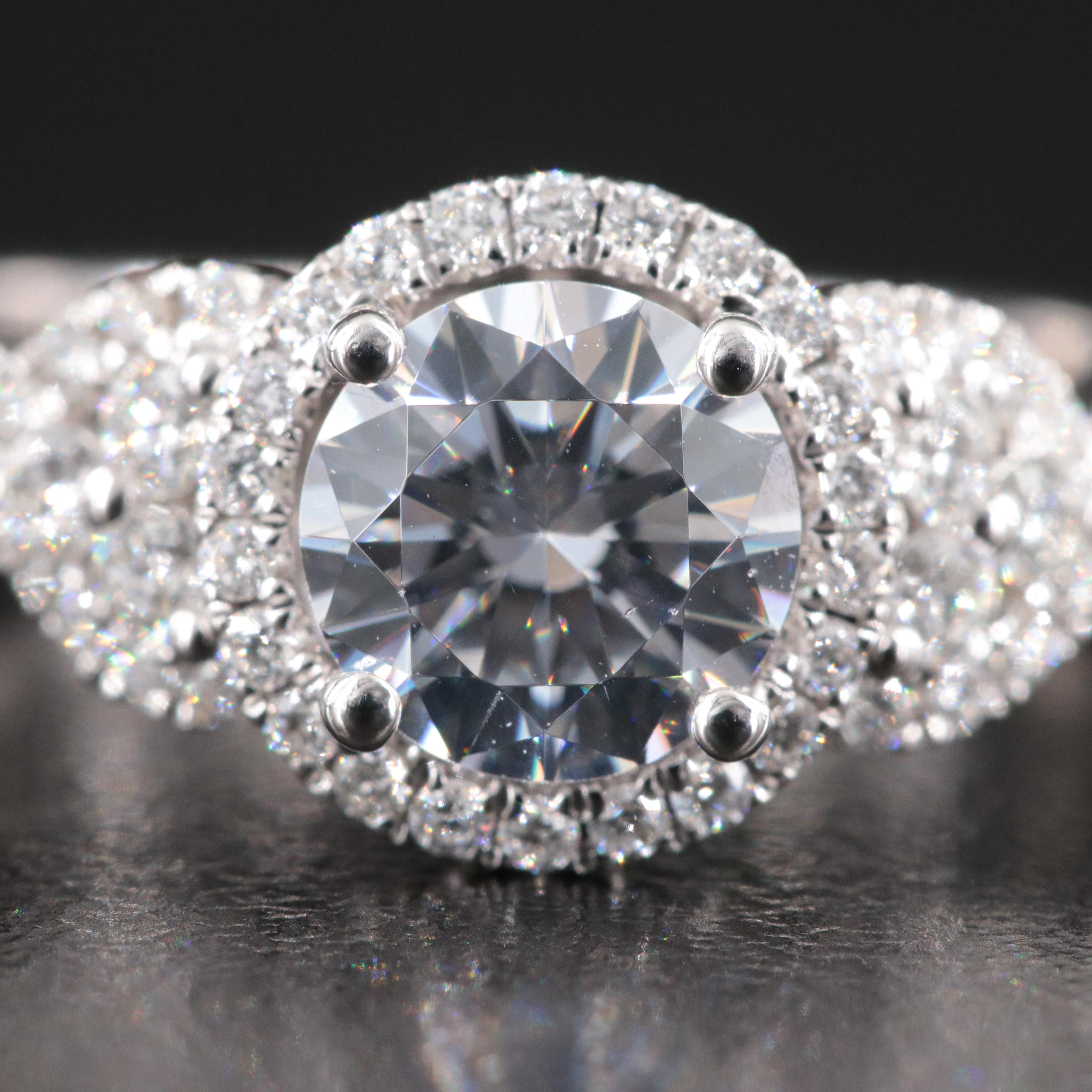 Simon G. 18K 0.57 CTW Diamond Semi Mount Ring with CZ Center