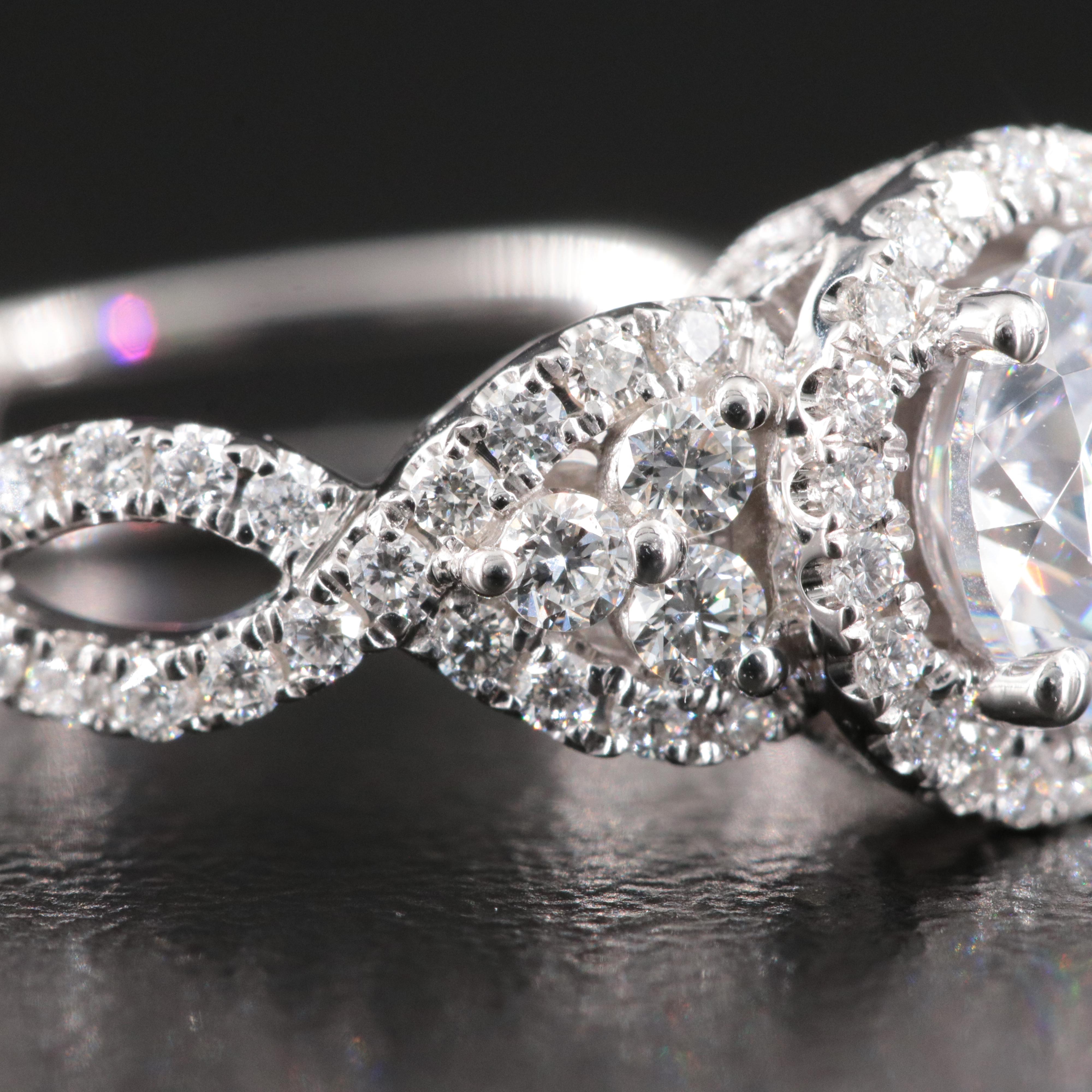 Simon G. 18K 0.57 CTW Diamond Semi Mount Ring with CZ Center