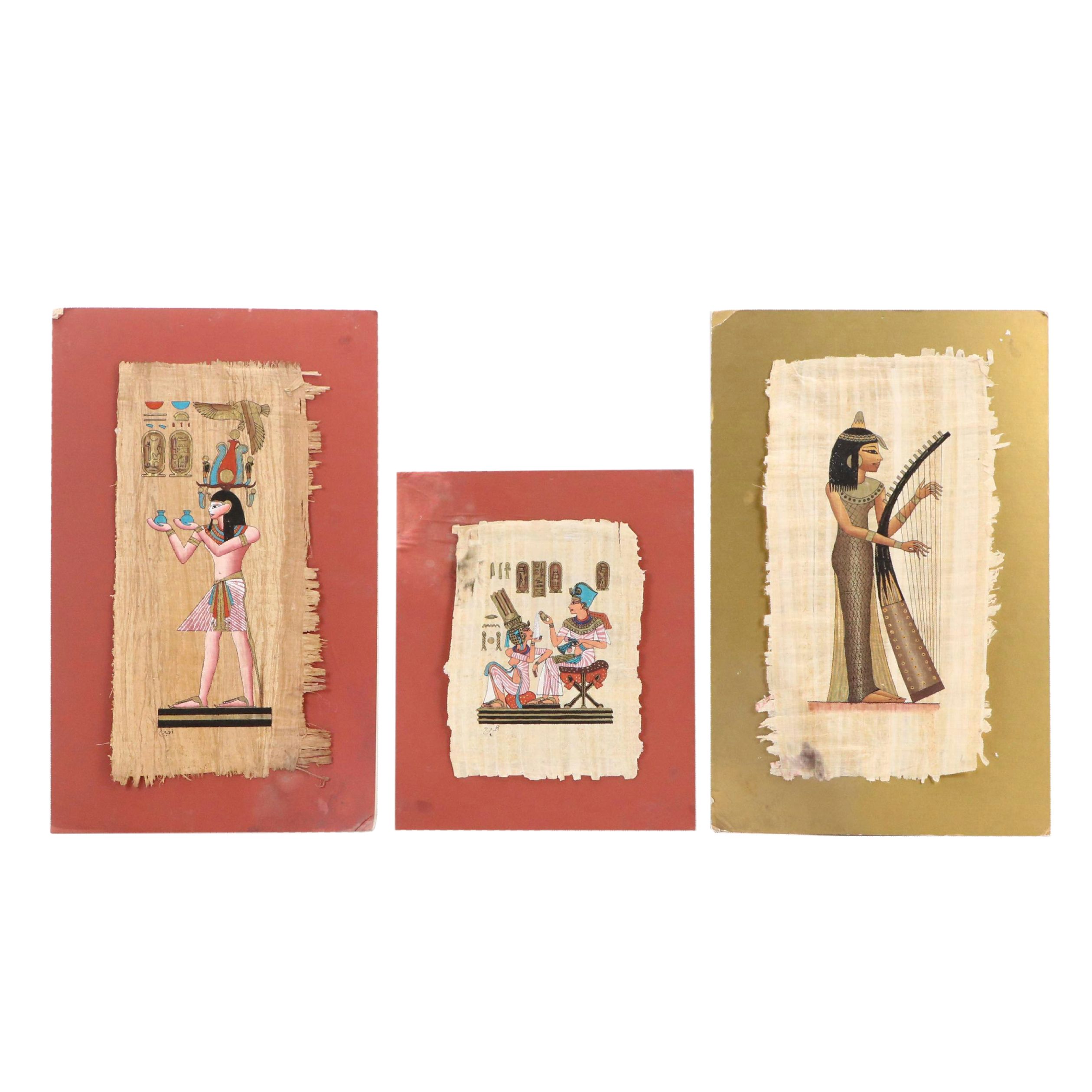 Egyptian Souvenir Hieroglyphic Style Papyrus Paintings