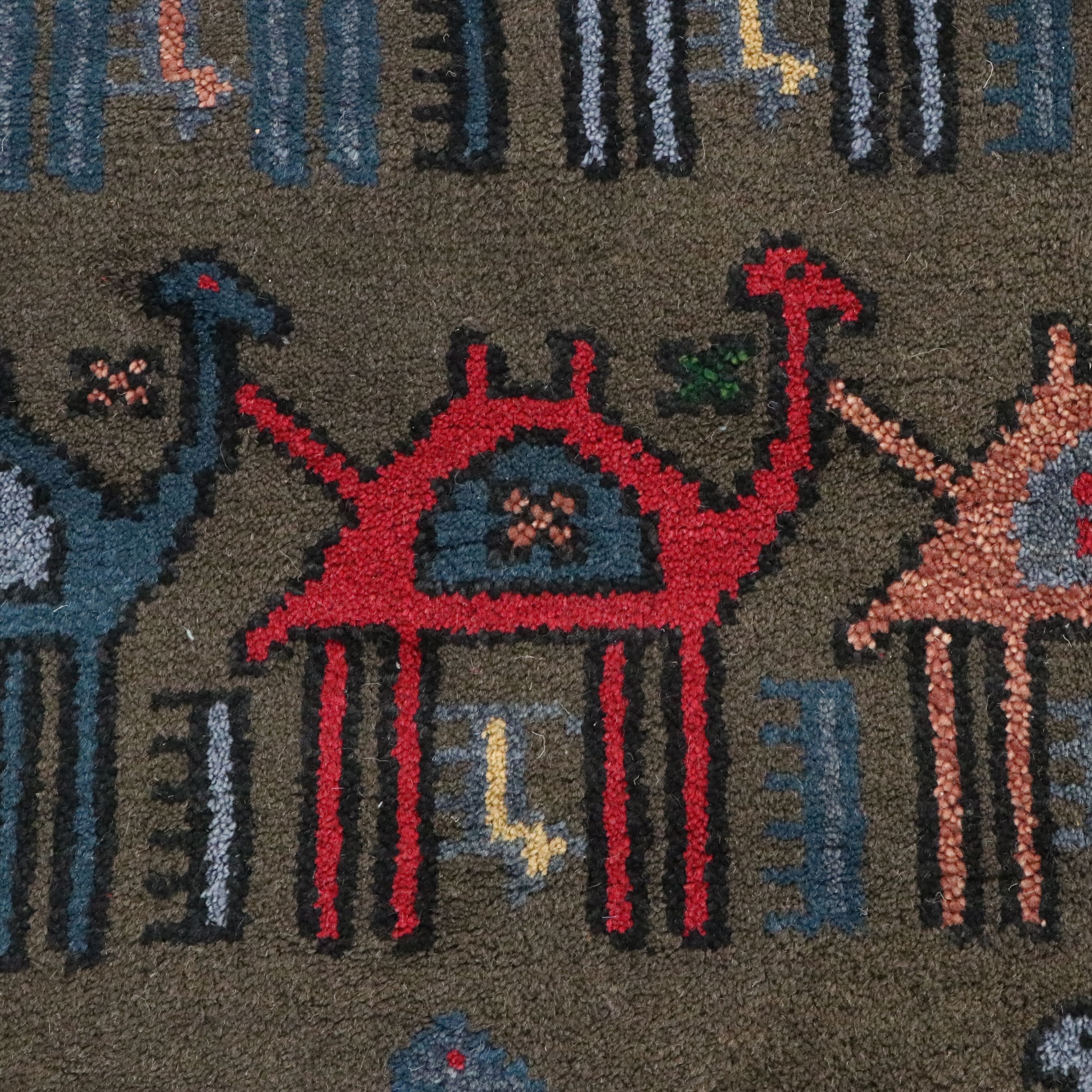 5'11 x 9' Hand-Knotted Indian Ziegler Style Contemporary Camels Area Rug