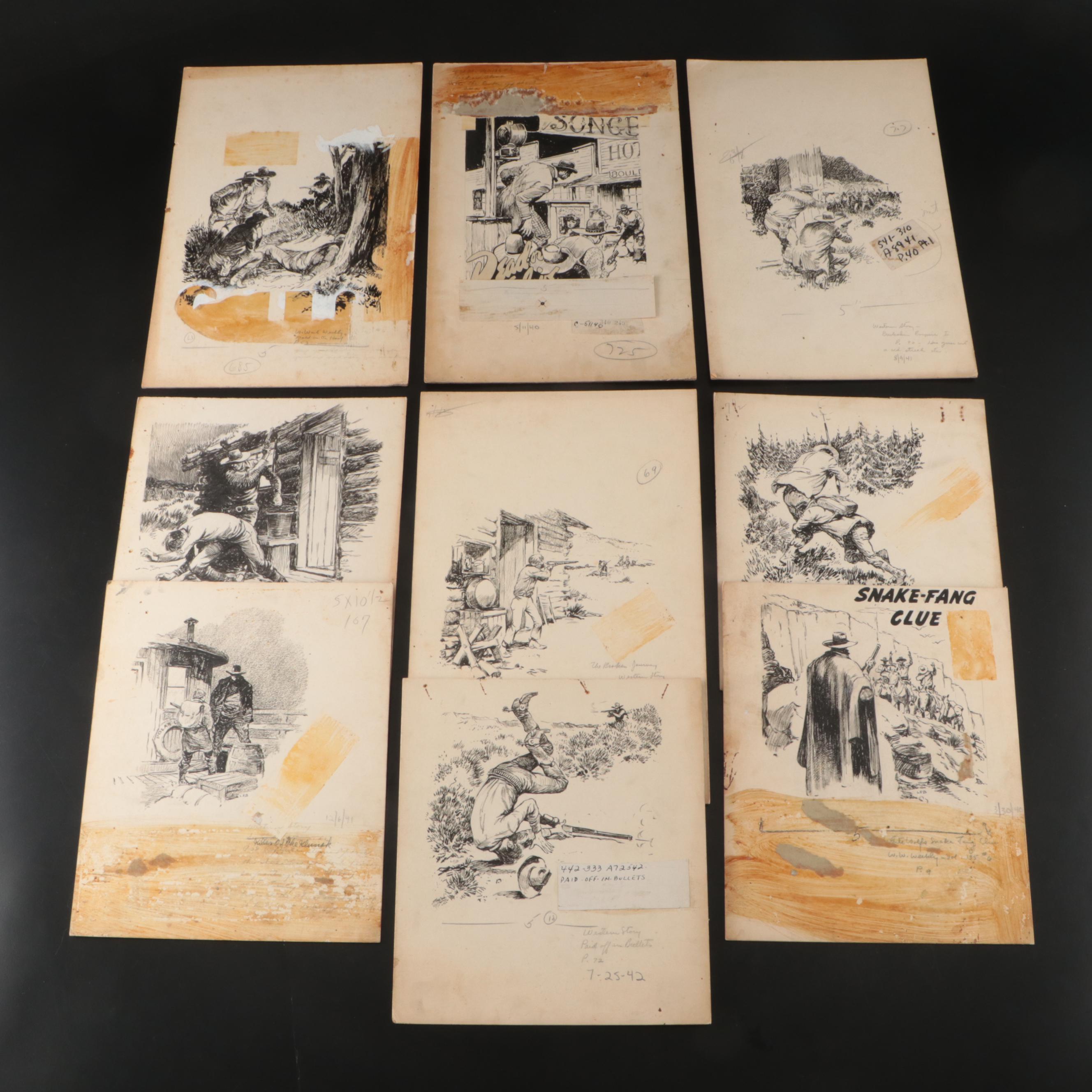 Lorence F. Bjorklund Pulp Art Illustrations in Western Genre Fiction, Mid-20th C