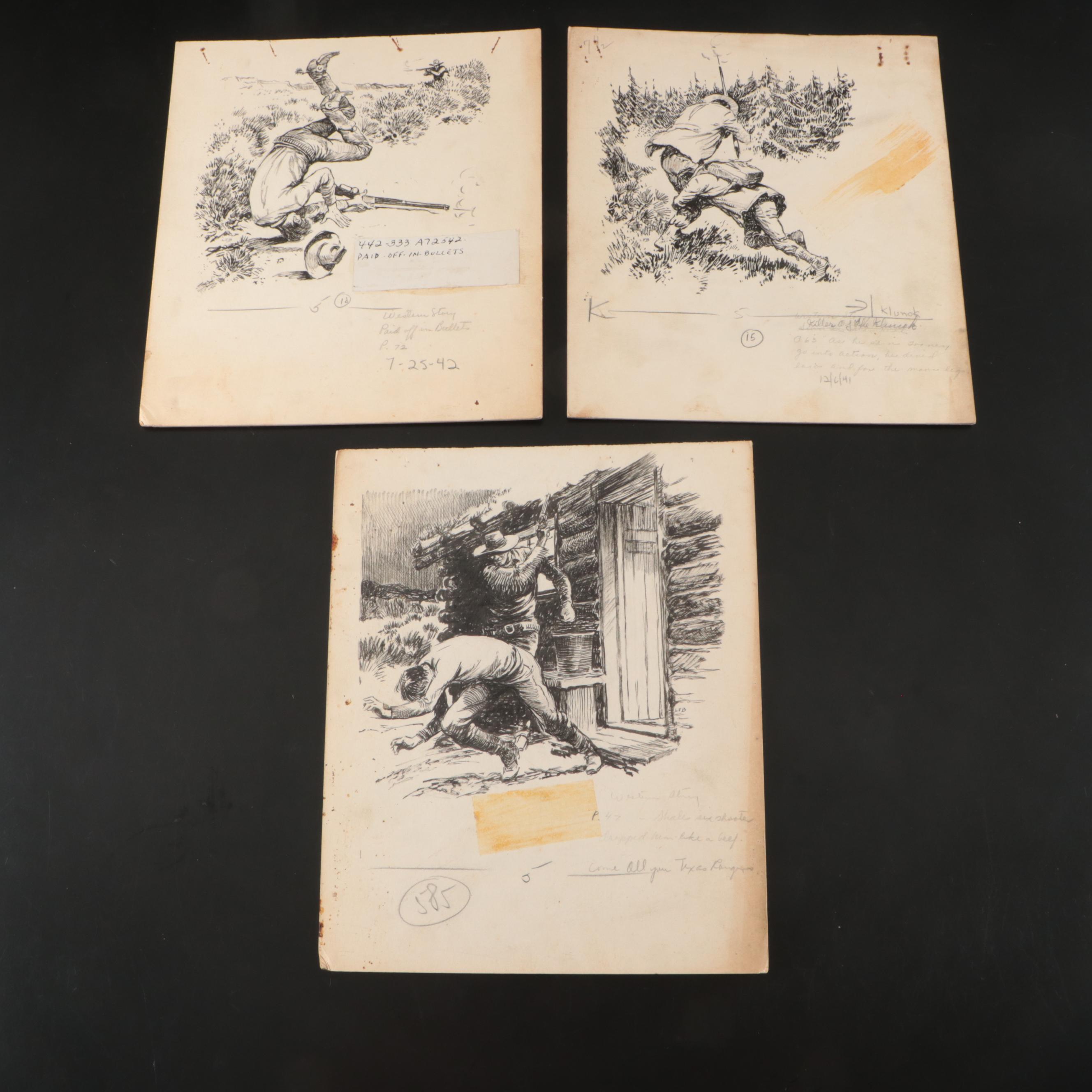 Lorence F. Bjorklund Pulp Art Illustrations in Western Genre Fiction, Mid-20th C