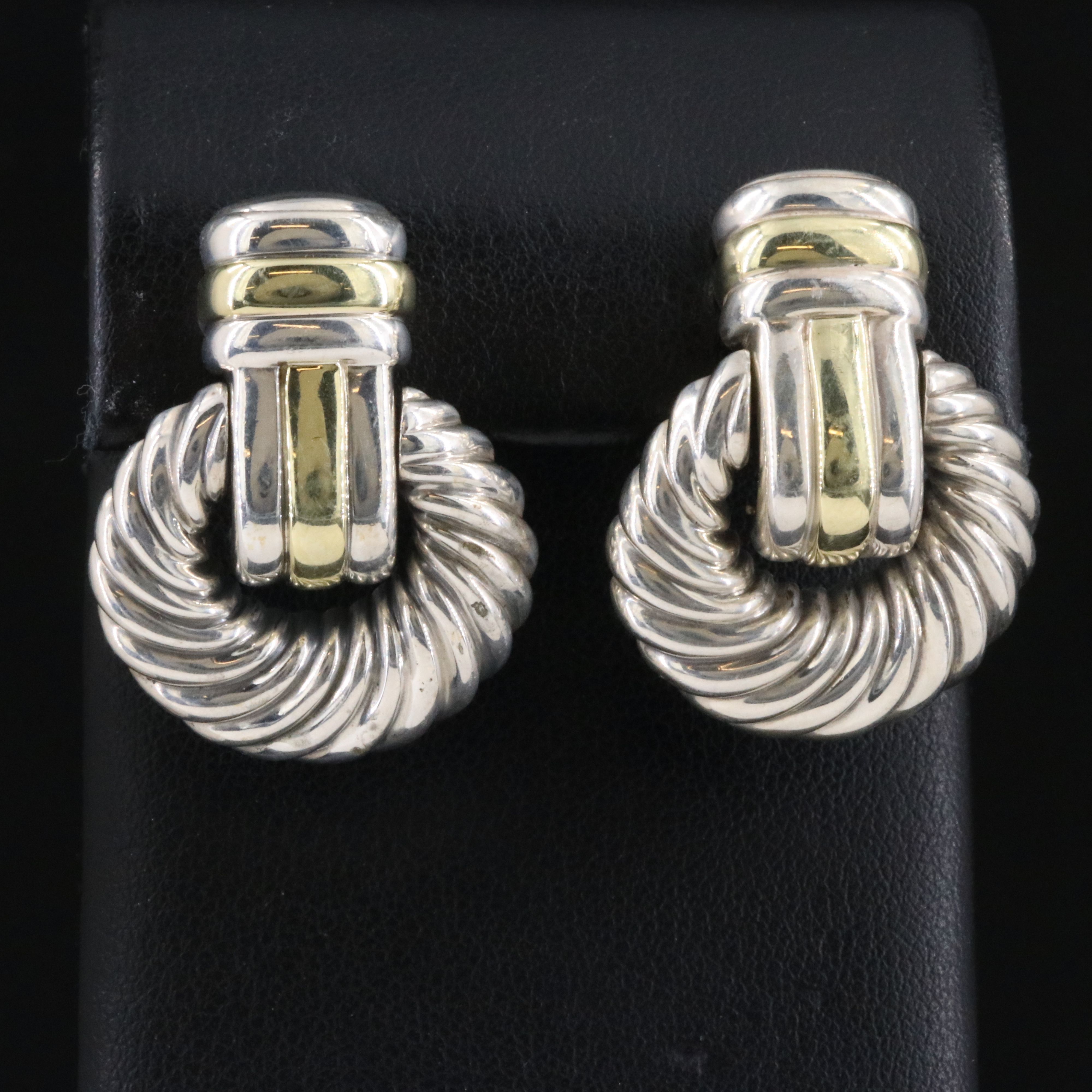 David Yurman Sterling Cable Door Knocker Earrings with 14K Accents