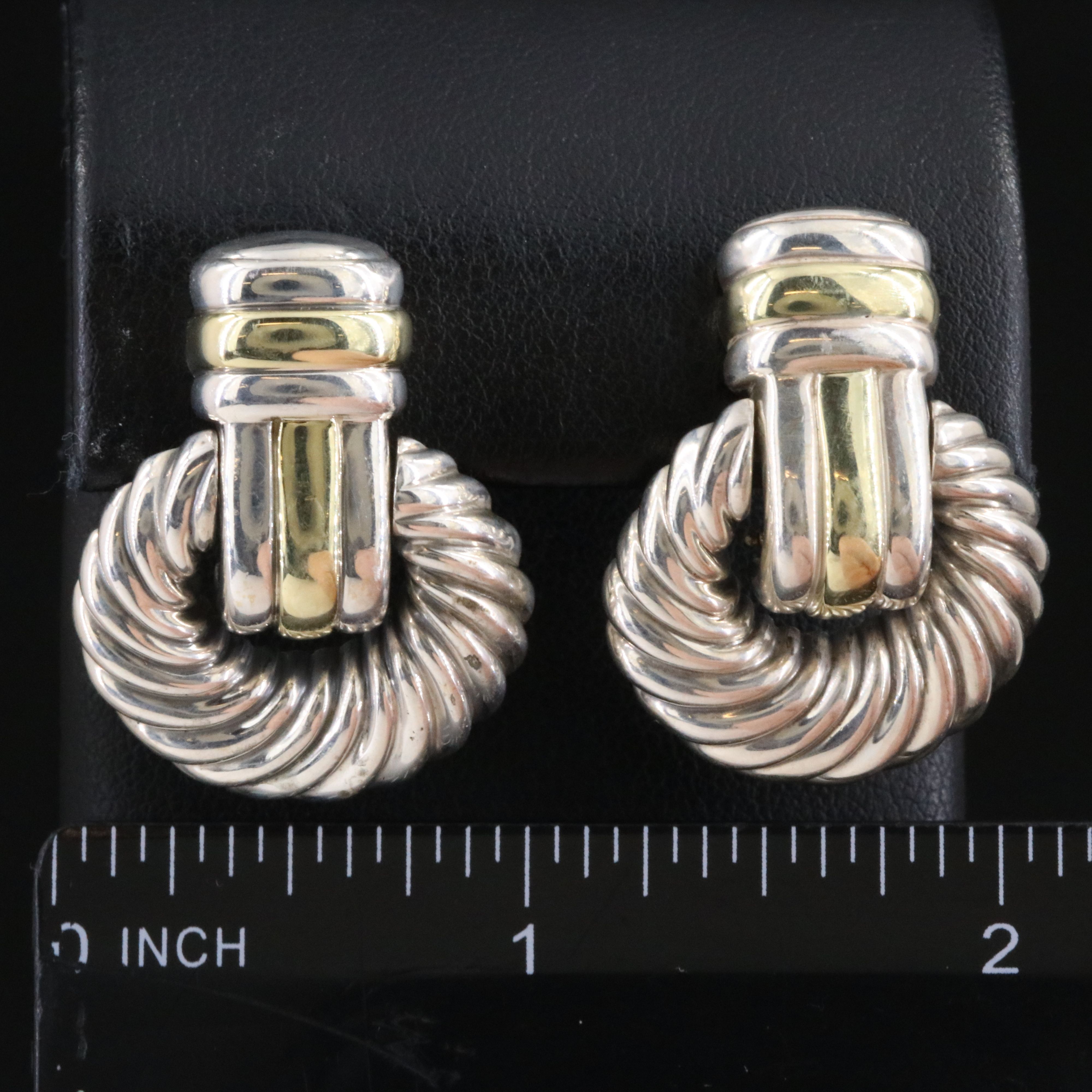 David Yurman Sterling Cable Door Knocker Earrings with 14K Accents