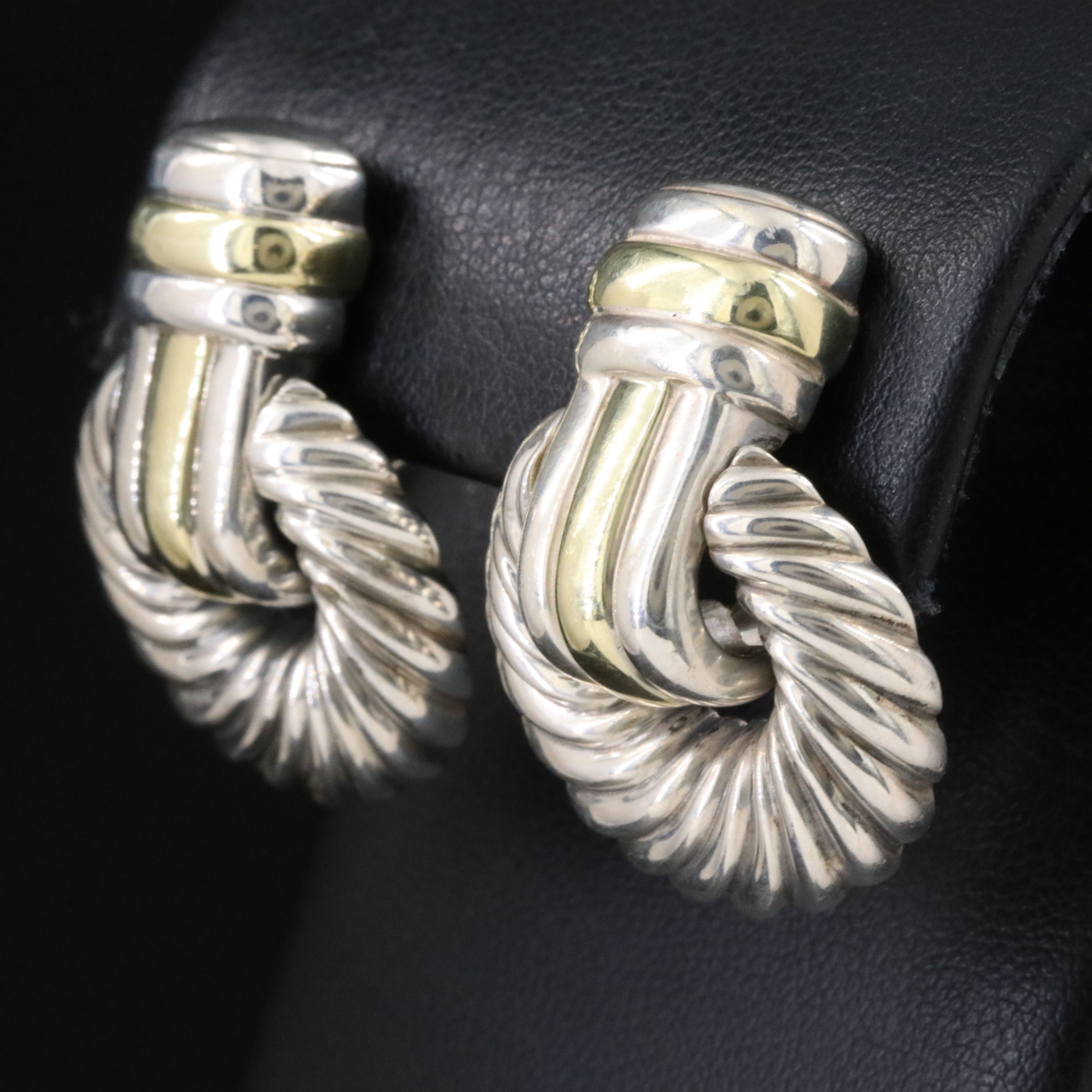 David Yurman Sterling Cable Door Knocker Earrings with 14K Accents