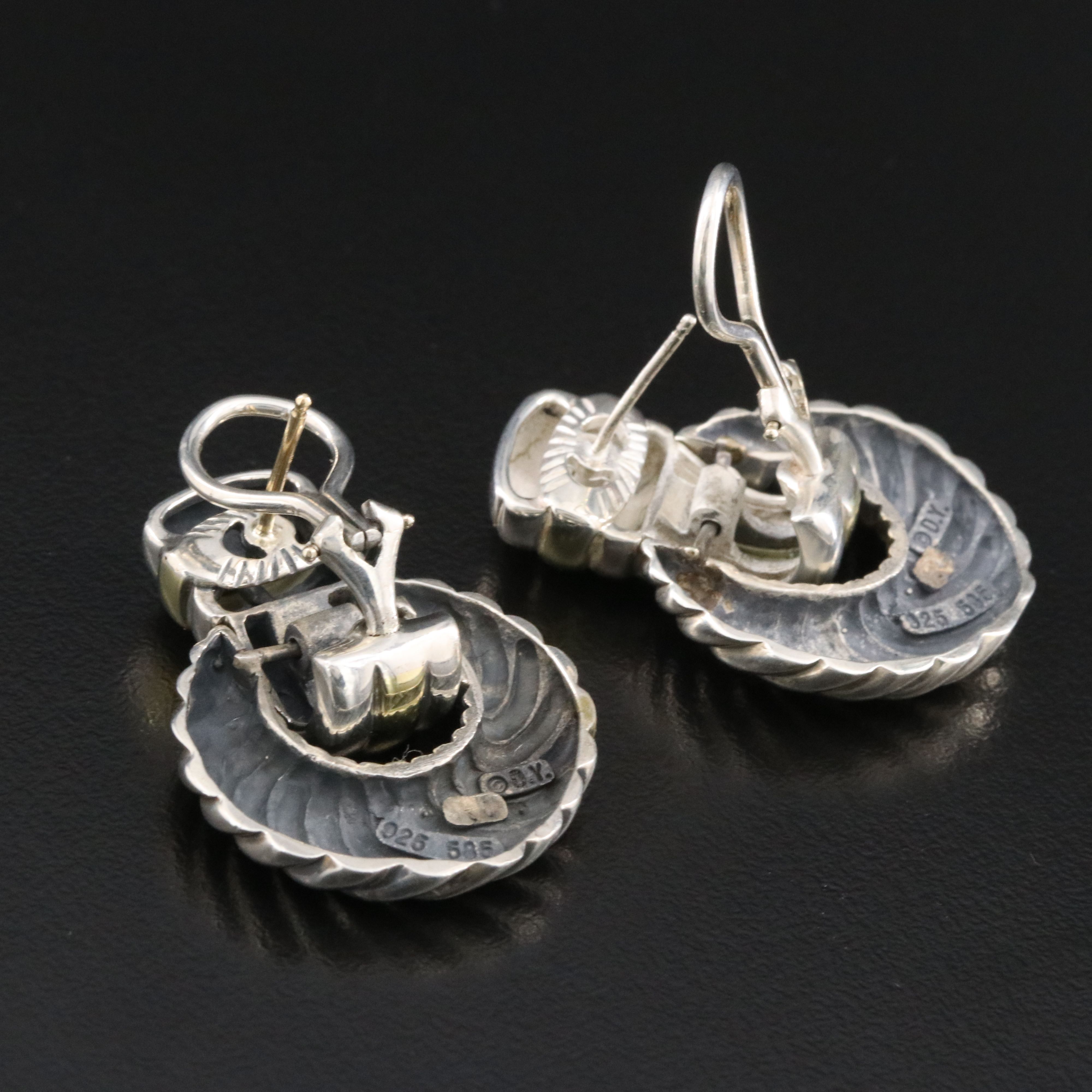 David Yurman Sterling Cable Door Knocker Earrings with 14K Accents