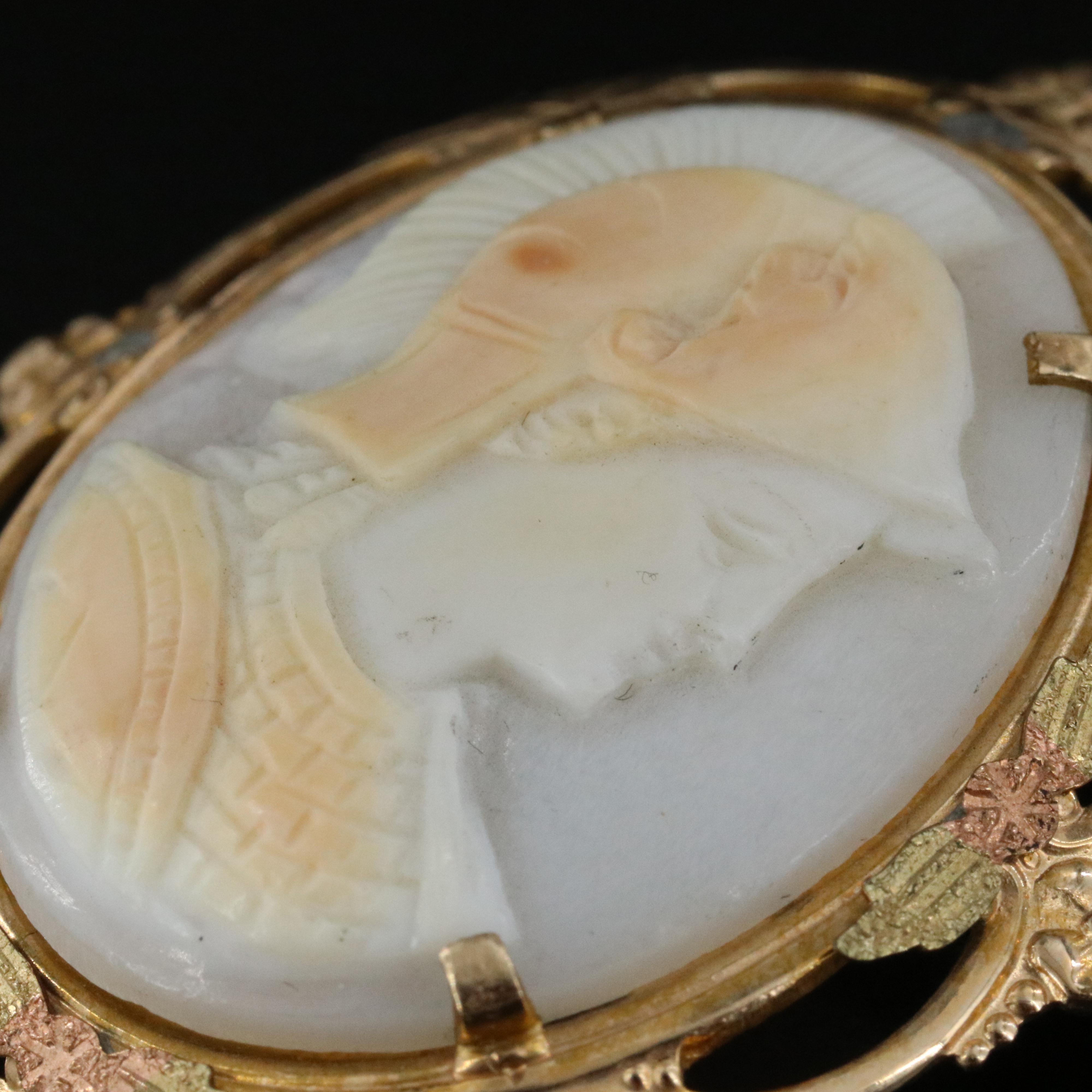 Vintage Shell Greco-Roman Soldier Cameo Brooches