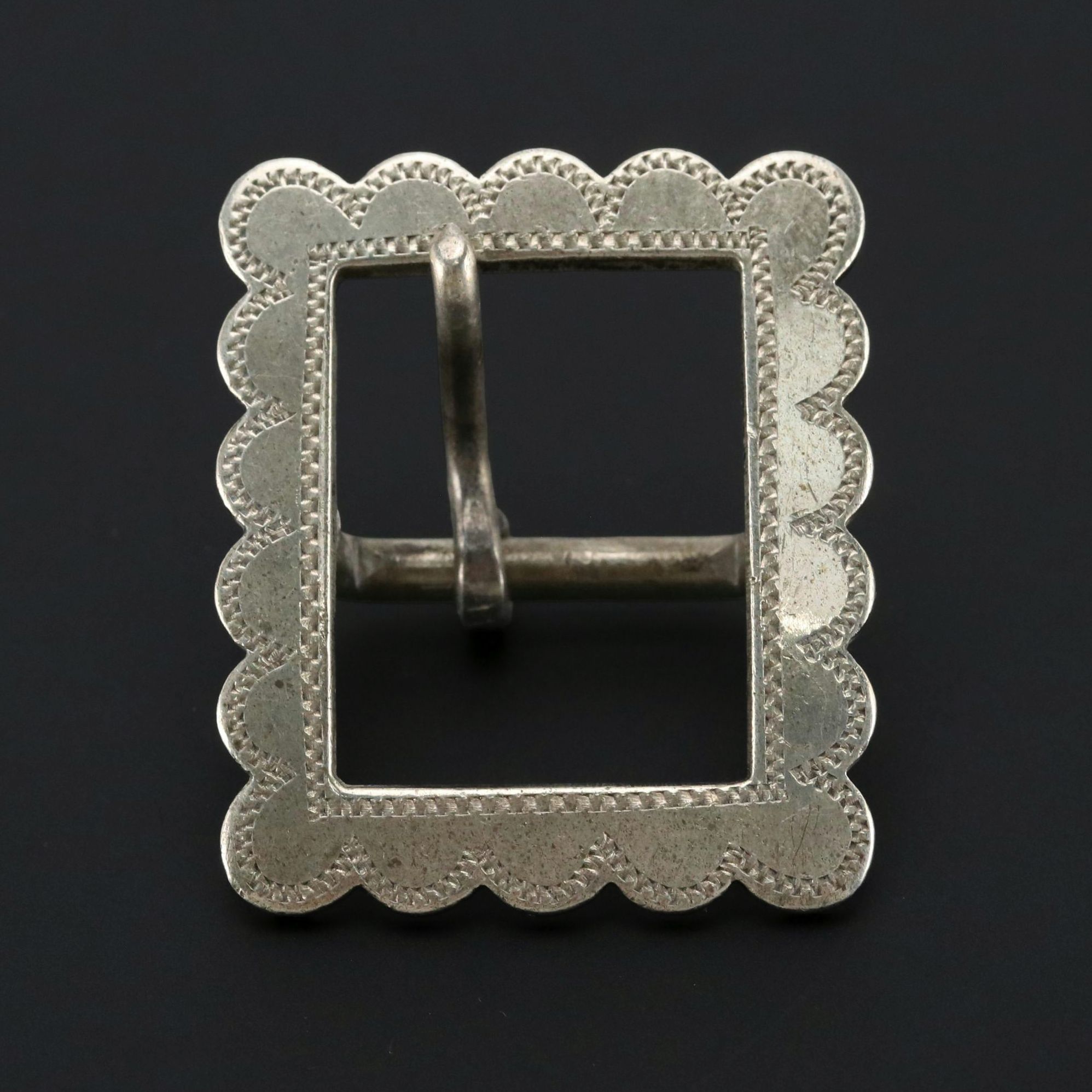 Keyston Bros. of San Francisco California Etched/Scallop Sterling Silver Buckle