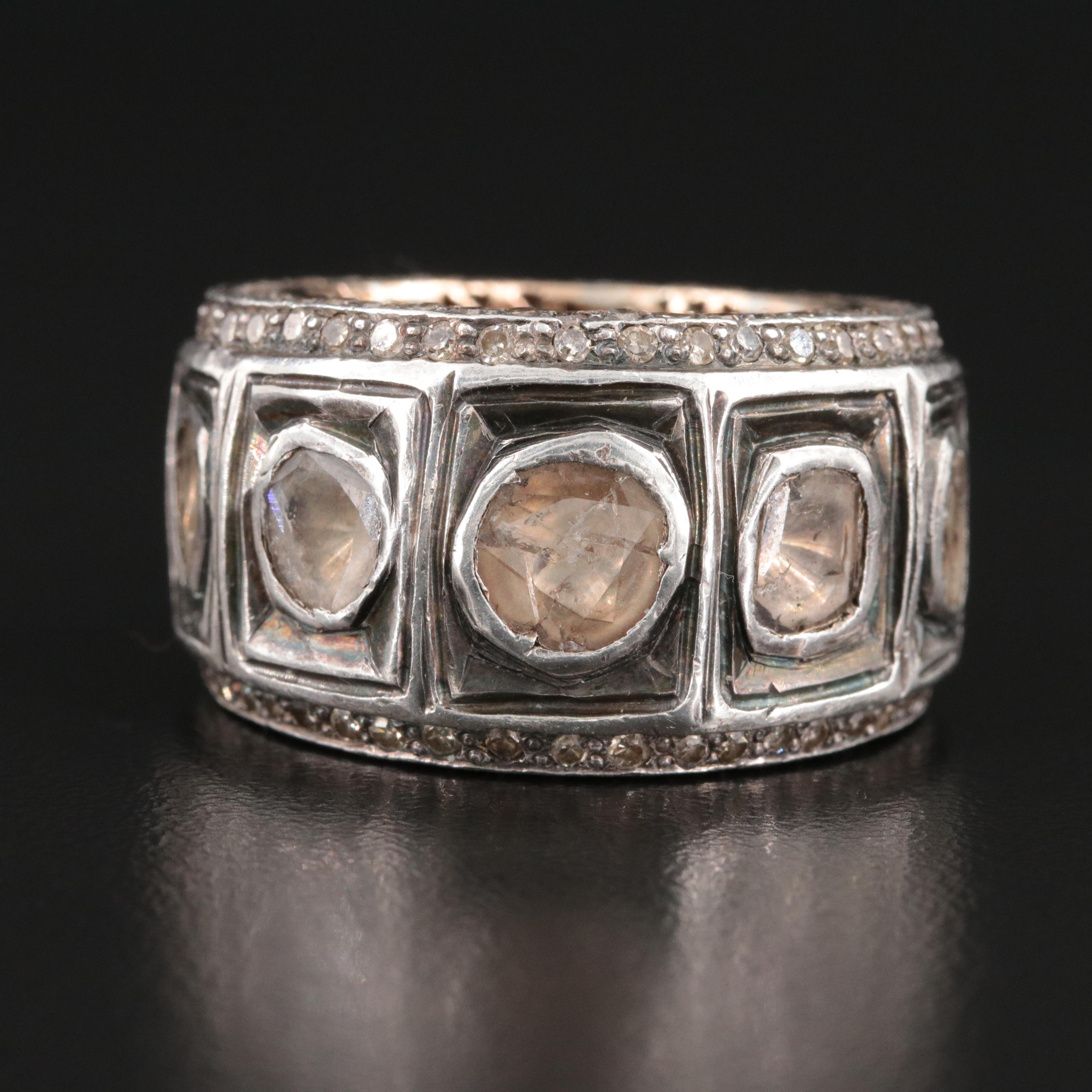 Graduated Sterling Diamond Eternity Band with 14K Detail