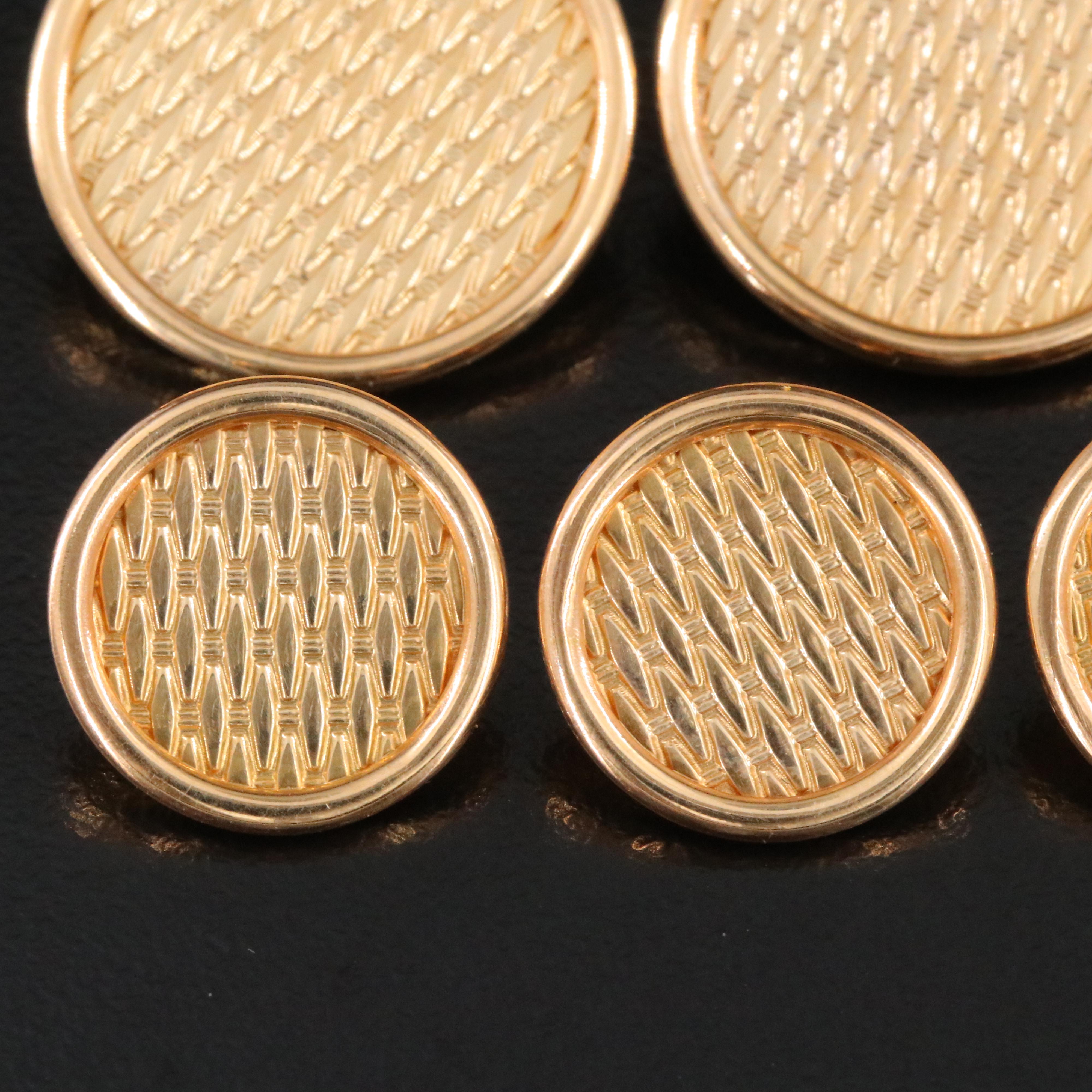 Tiffany & Co. 14K Basketweave Blazer Button Set