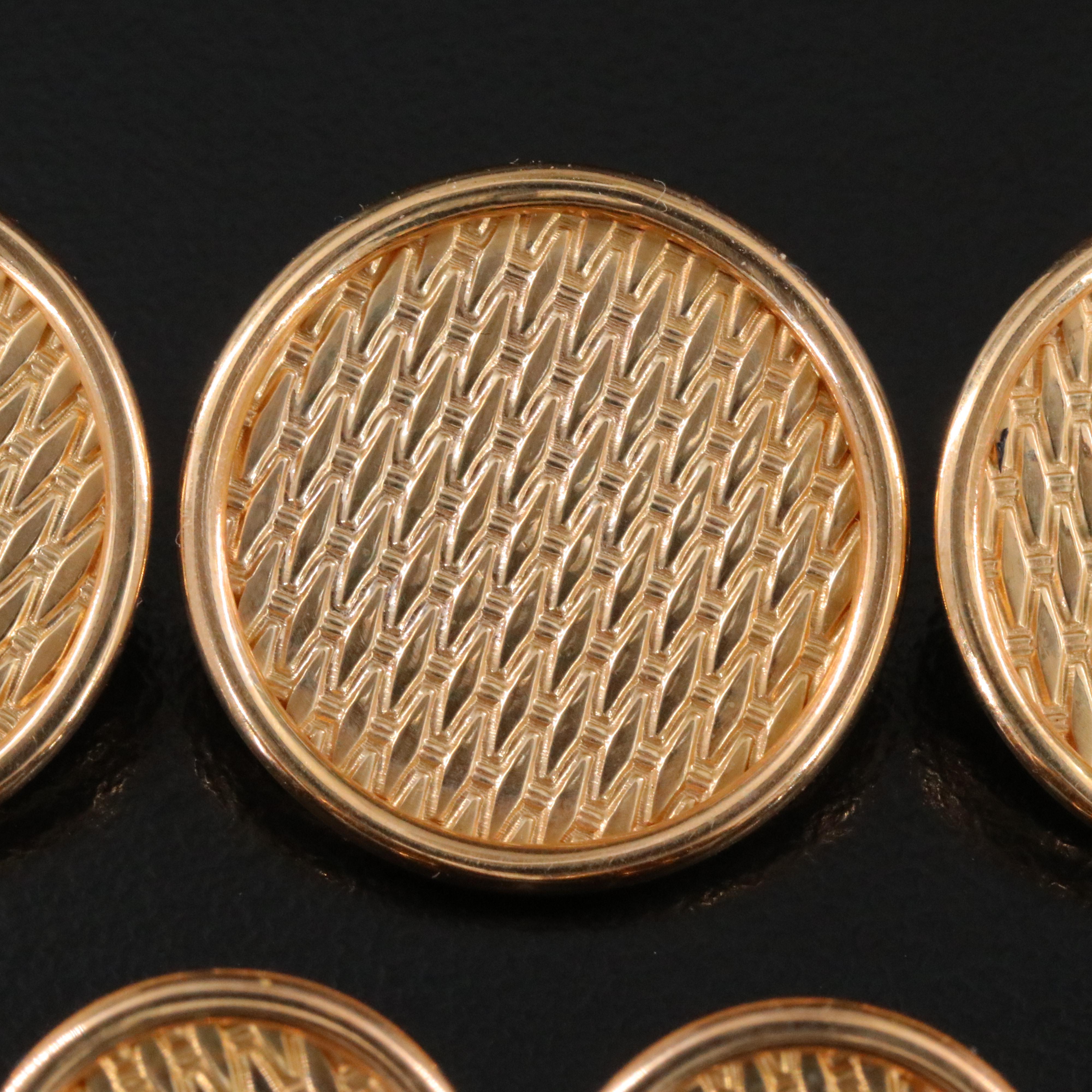 Tiffany & Co. 14K Basketweave Blazer Button Set