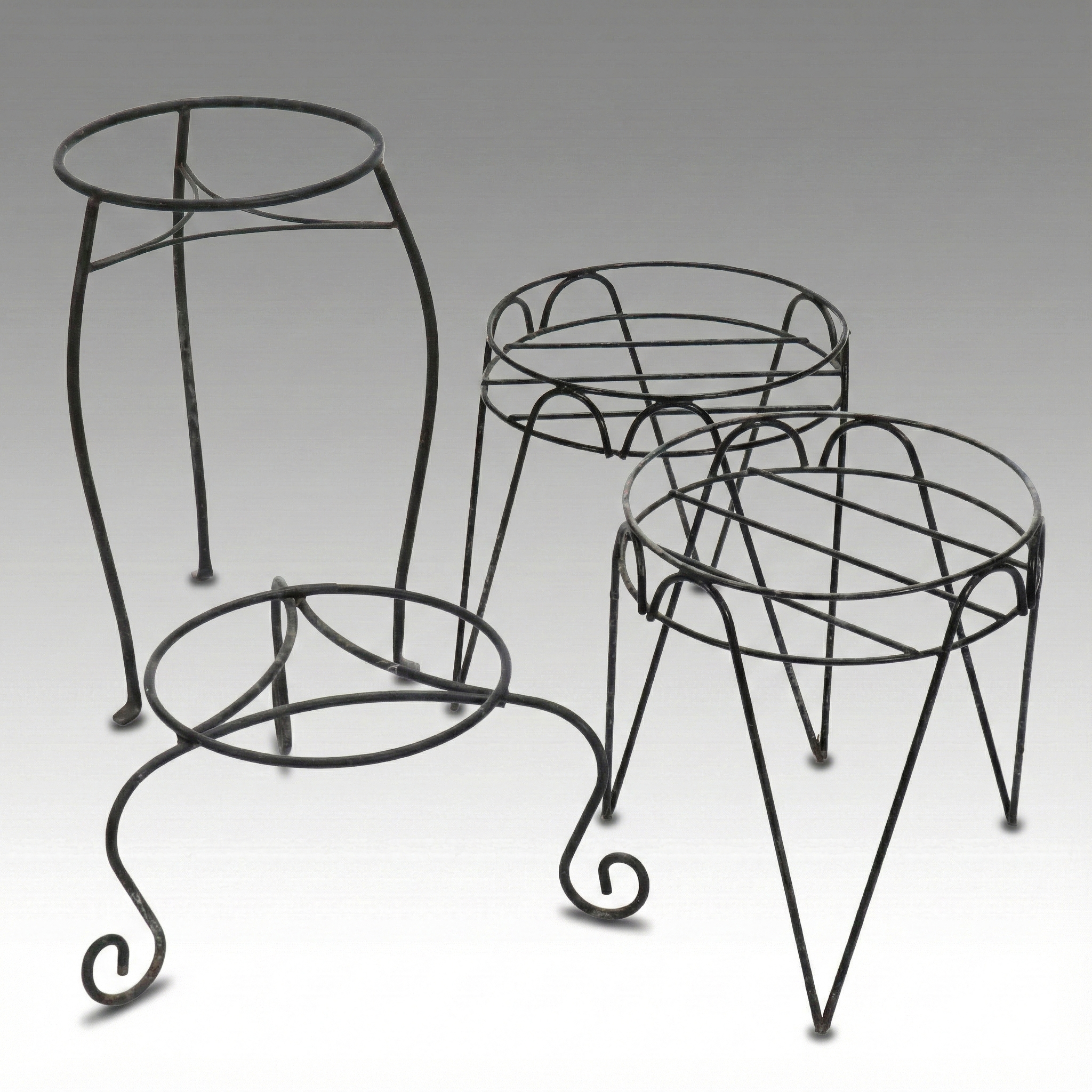 Scroll and Wirework Plant Stands
