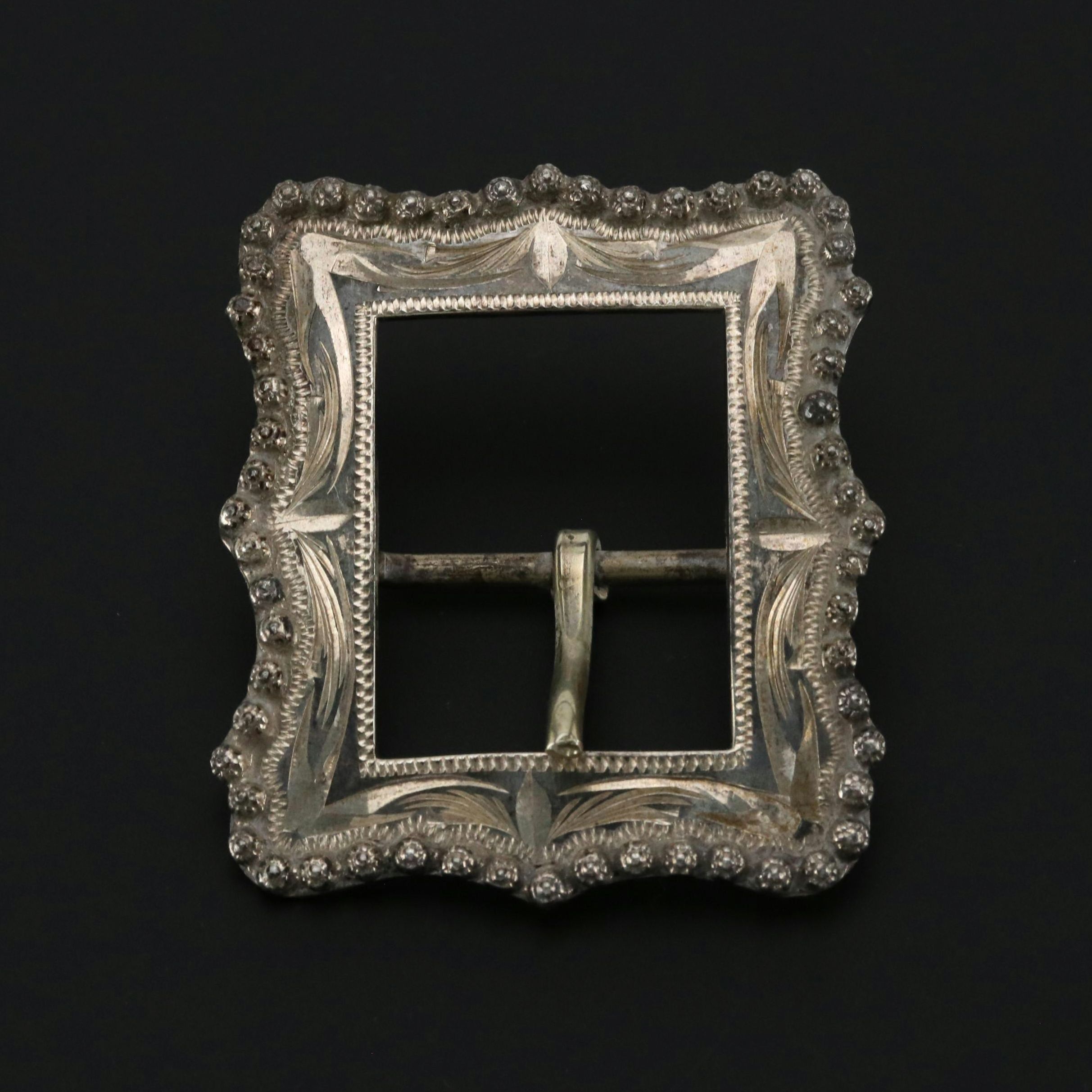 Vogt Engraved Southwestern Style Sterling Silver Buckle