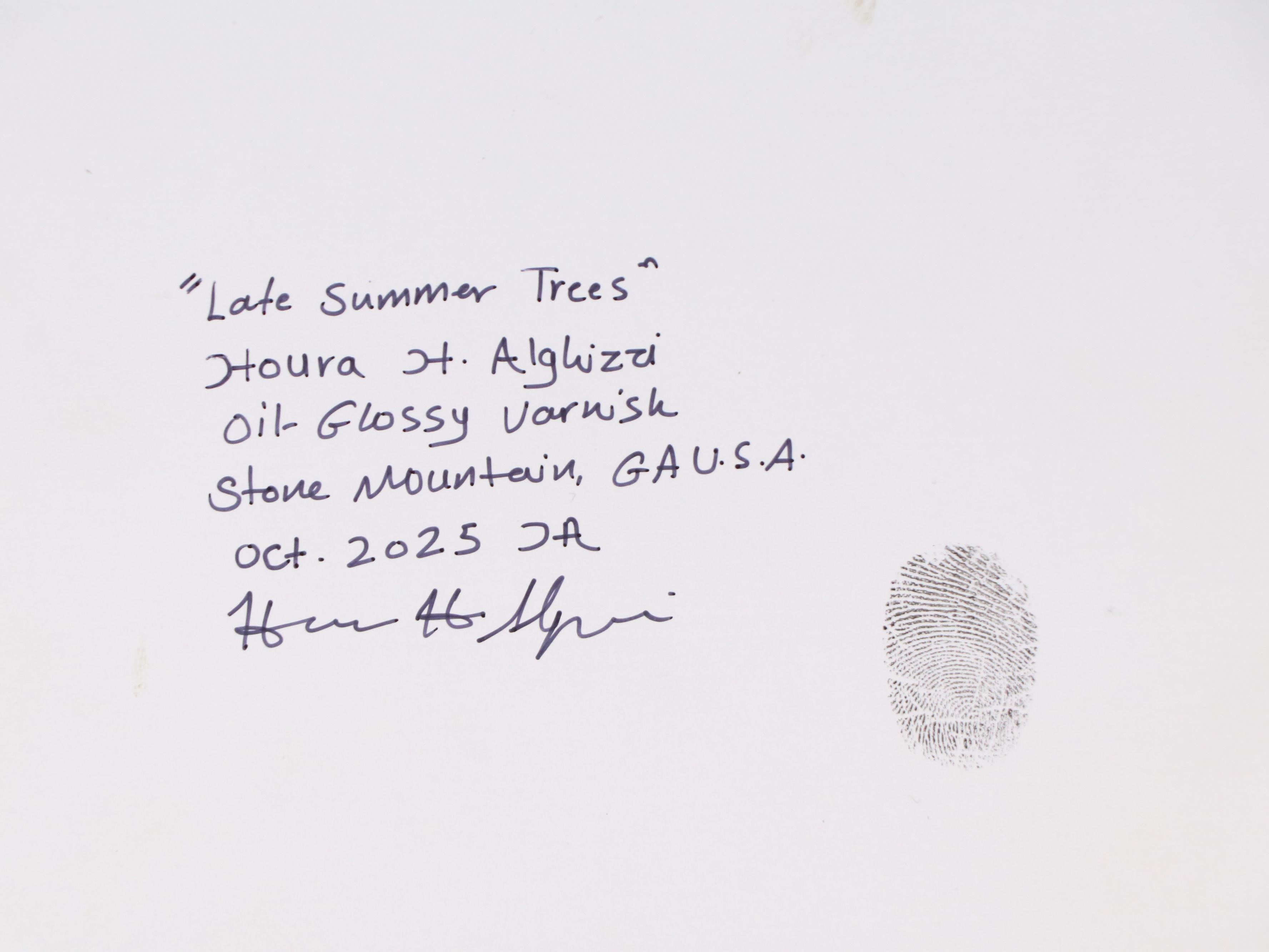 Houra Alghizzi Landscape  Painting "Late Summer Trees," 2025