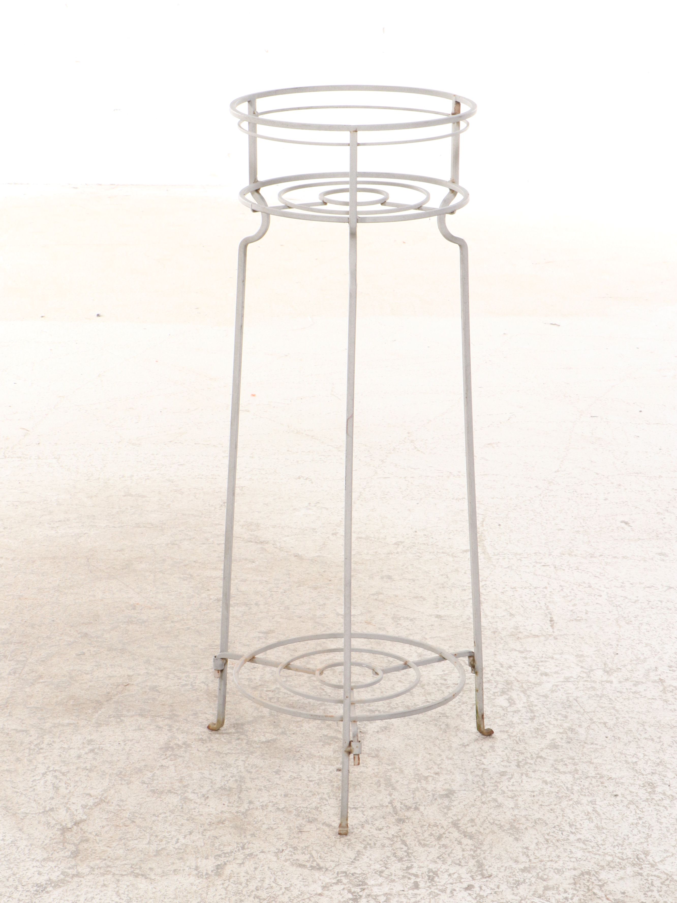 White-Painted Wirework Plant Stands