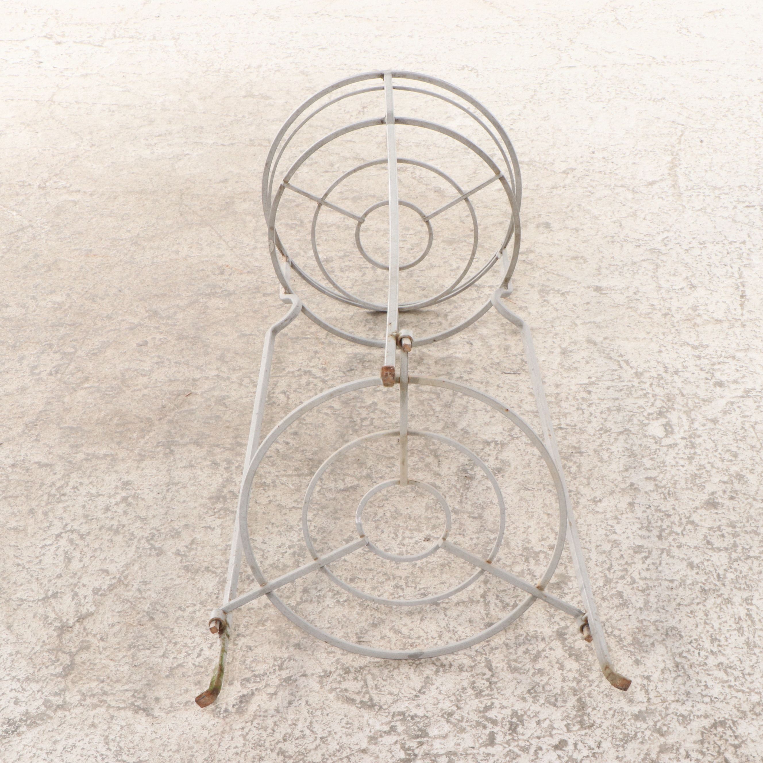 White-Painted Wirework Plant Stands