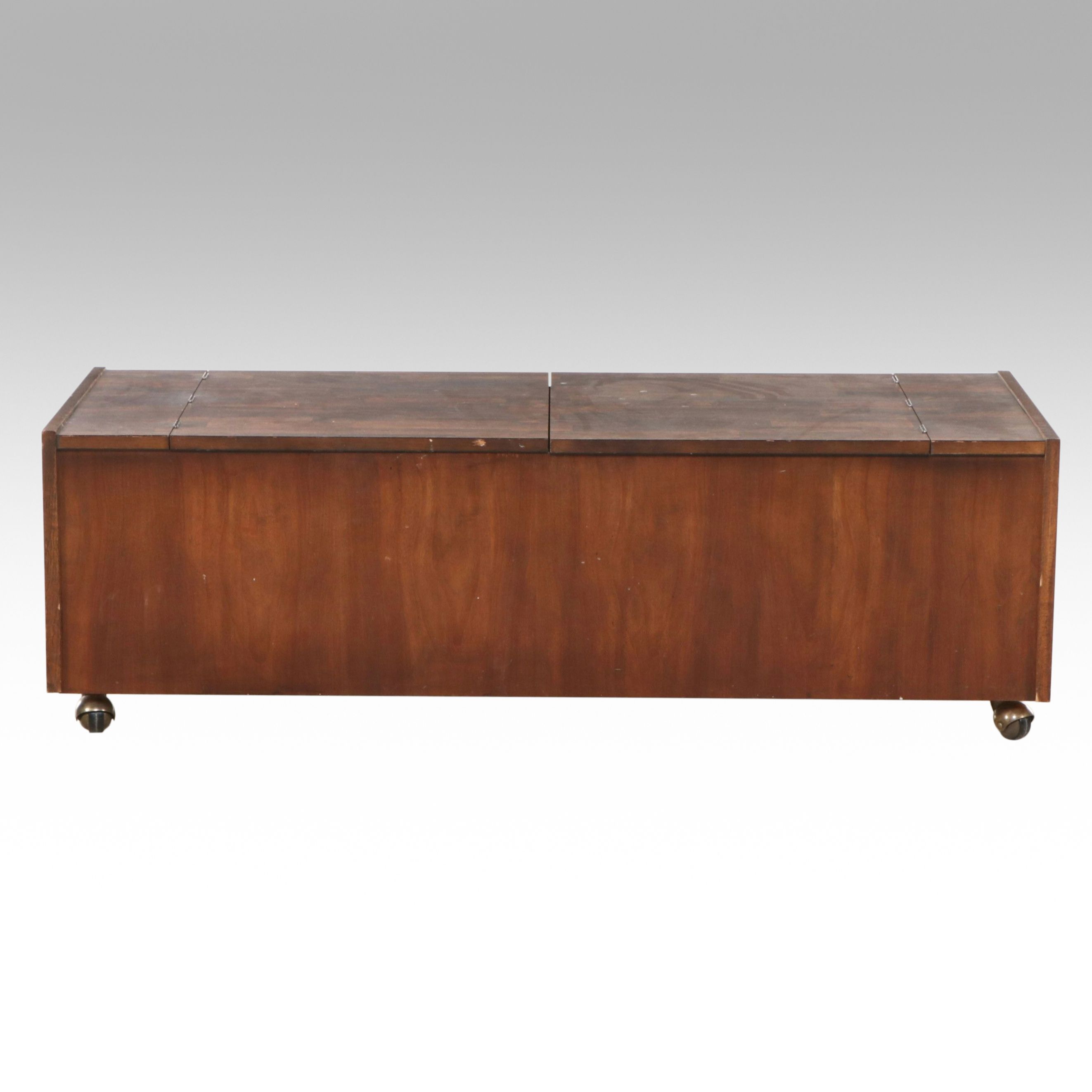 Lane Walnut Coffee Table with Interior Bar