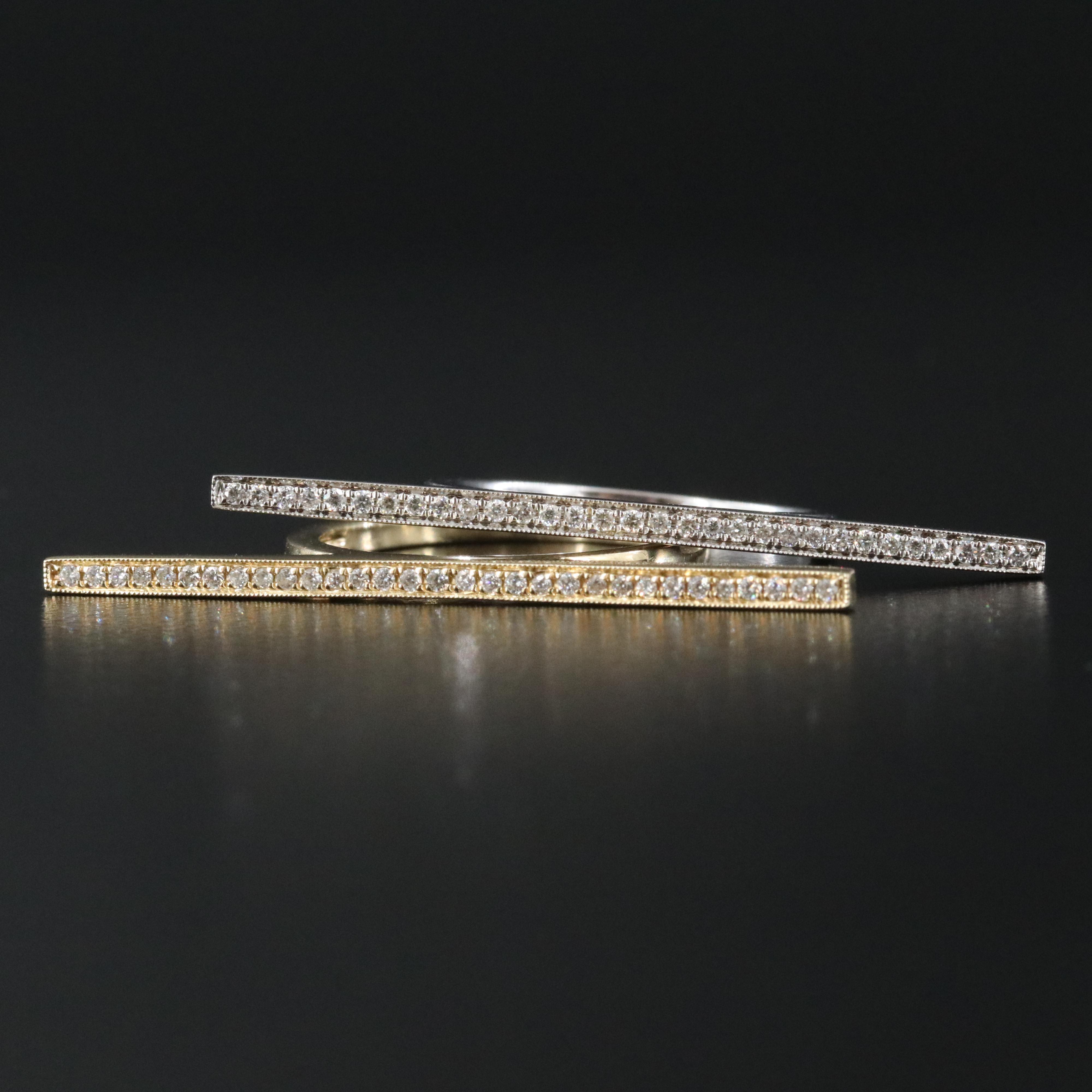 14K 0.33 CTW Diamond Stacking Bar Rings