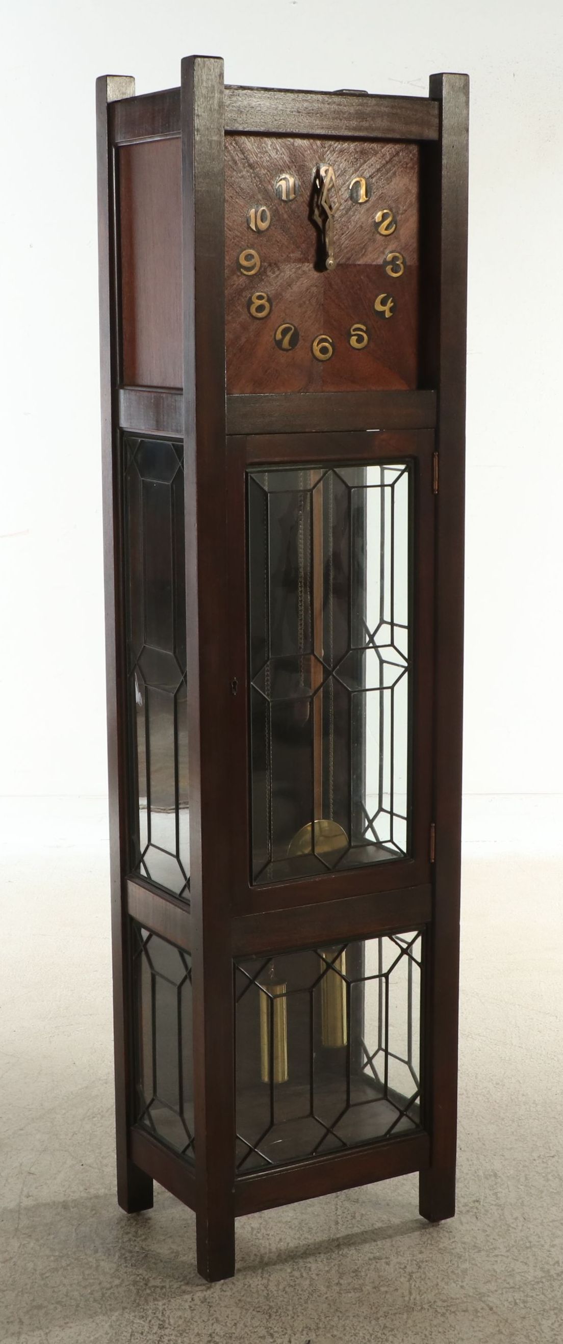 Shop of The Crafters Panel Glass and Mahogany Grandfather Clock