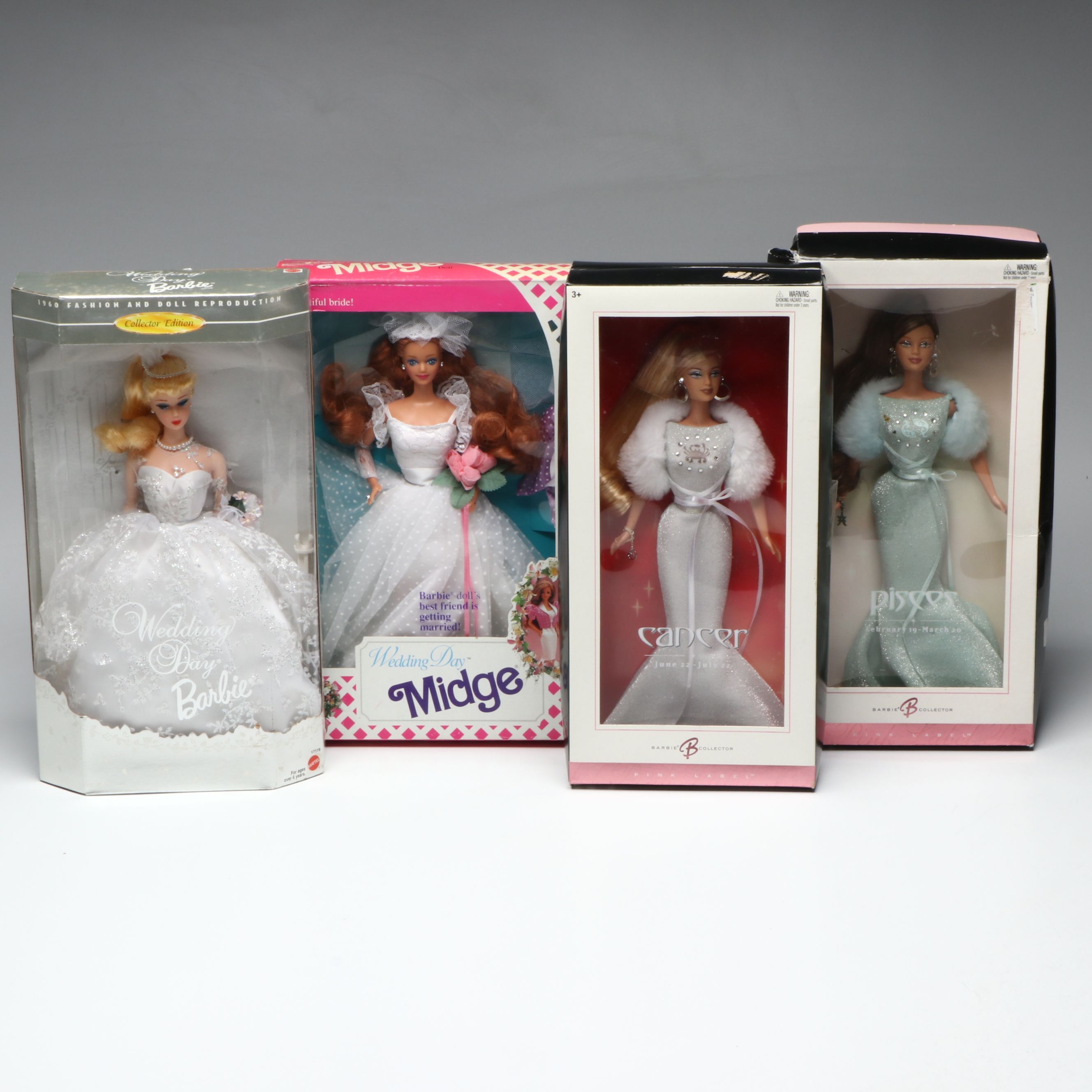 Barbie "Pisces" and "Cancer" Dolls with Barbie and Midge "Wedding Day" Dolls