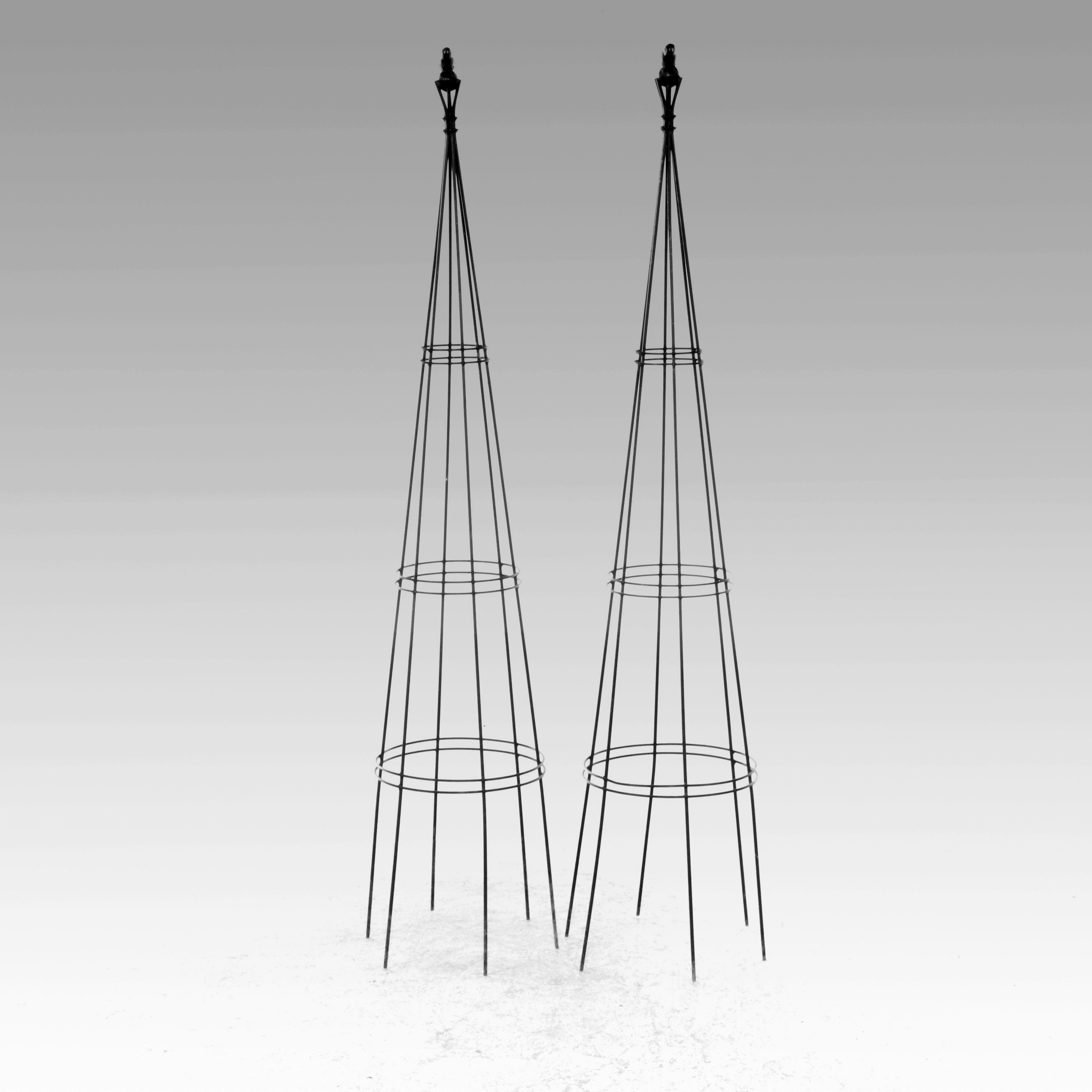 Garden Obelisk Climbing Trellises with Bird Finials