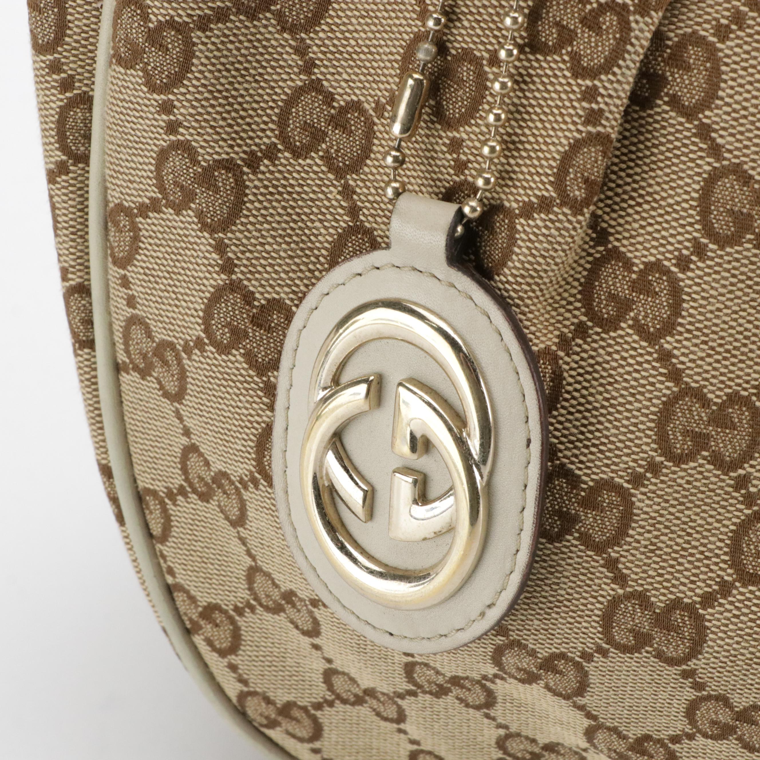 Gucci Sukey Hobo Shoulder Bag in Brown GG Canvas and Leather Trim