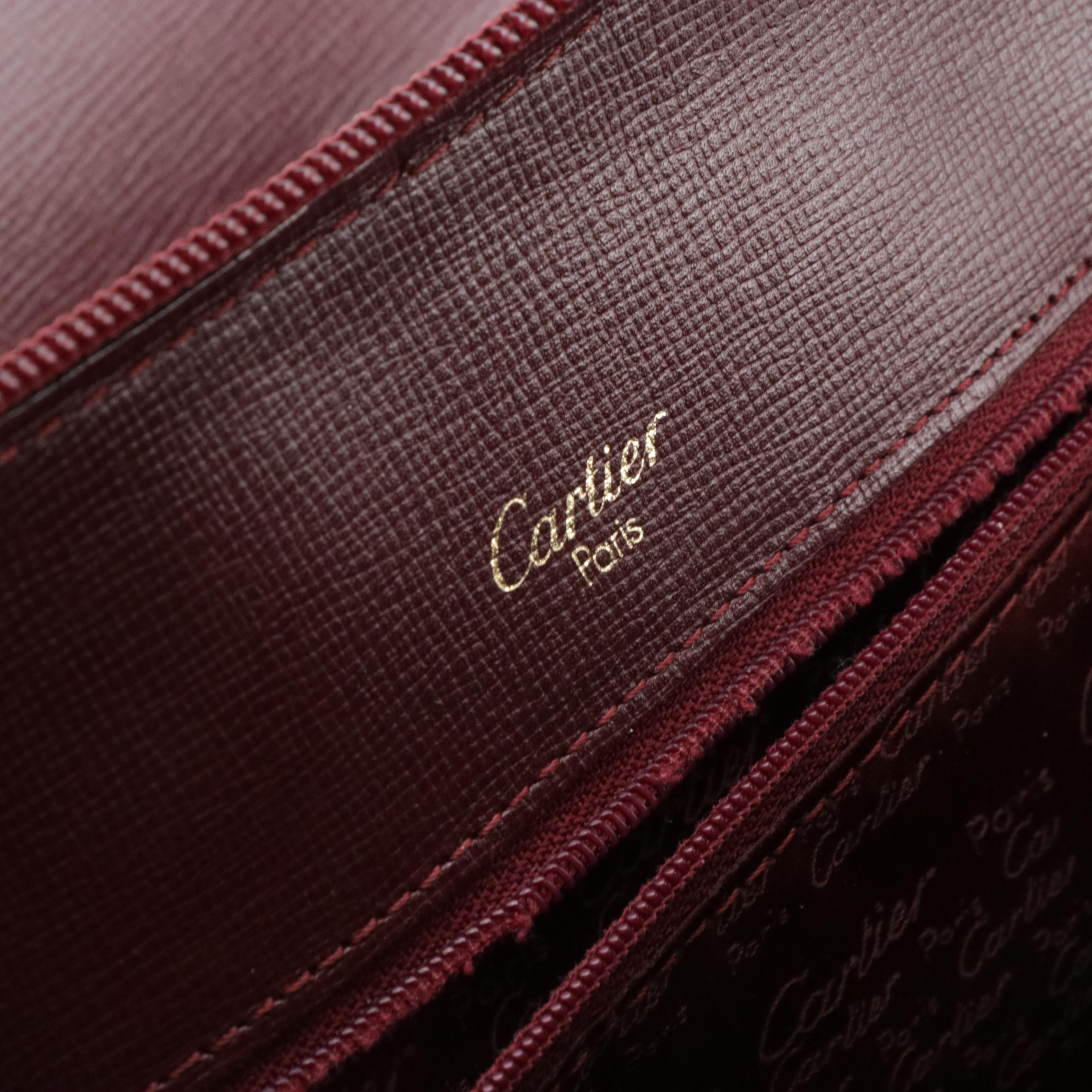 Cartier Expandable Backpack Bag in Textured Burgundy Leather