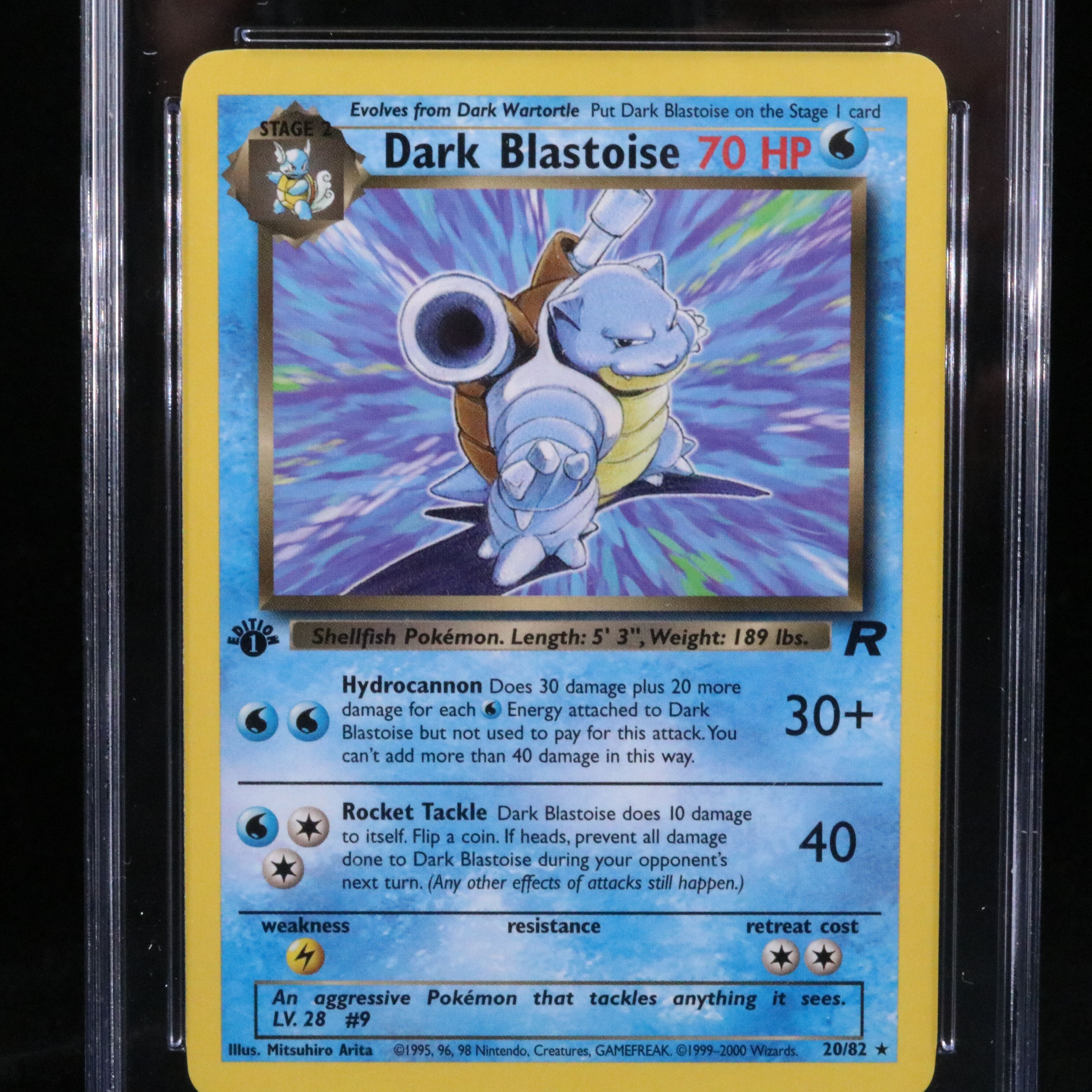 Team Rocket Dark Blastoise 1st Edition Pokémon Card Graded CGC 9
