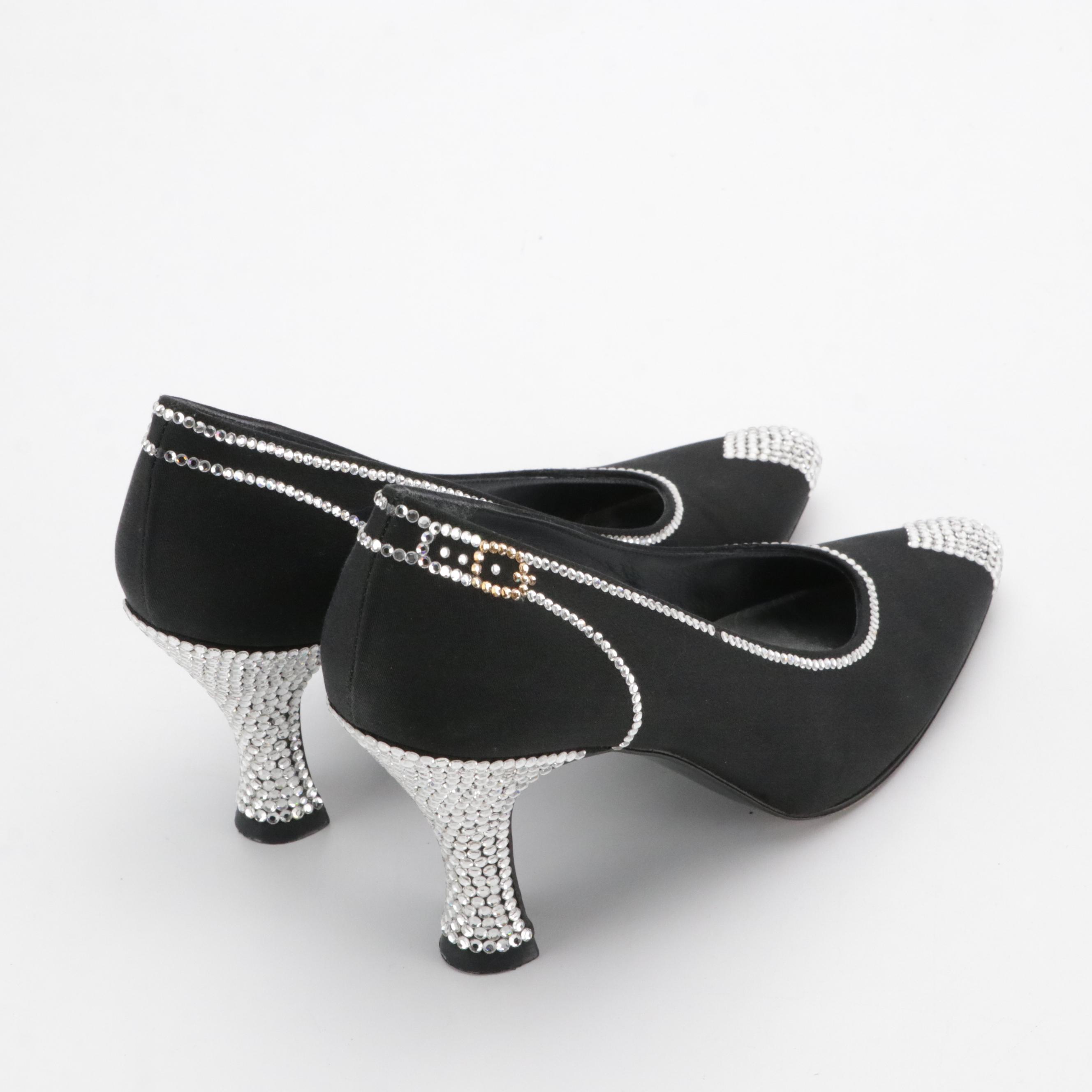 Stuart Weitzman Vintage Rhinestone Embellished Pointed-Toe Pumps in Box