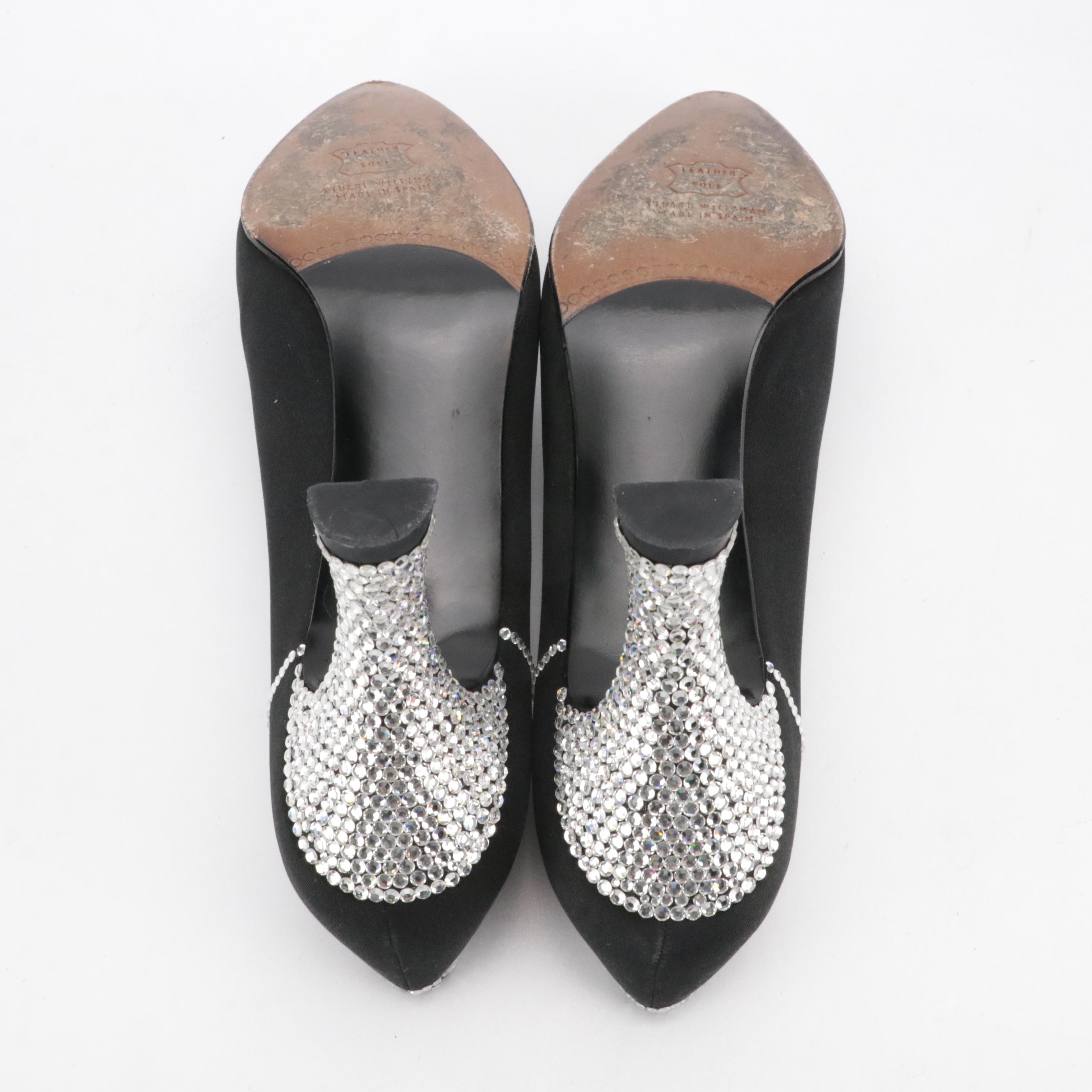 Stuart Weitzman Vintage Rhinestone Embellished Pointed-Toe Pumps in Box