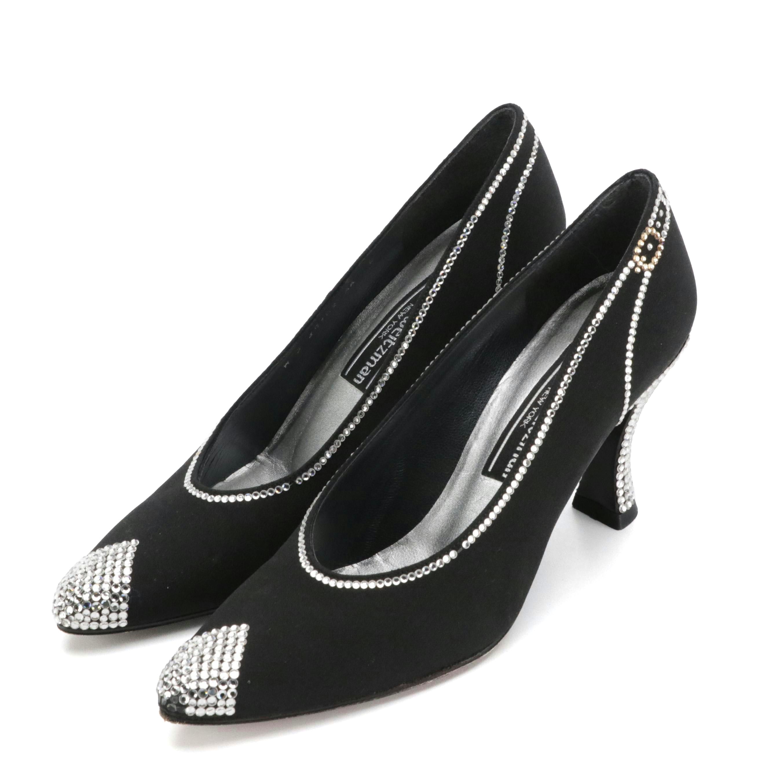 Stuart Weitzman Vintage Rhinestone Embellished Pointed-Toe Pumps in Box